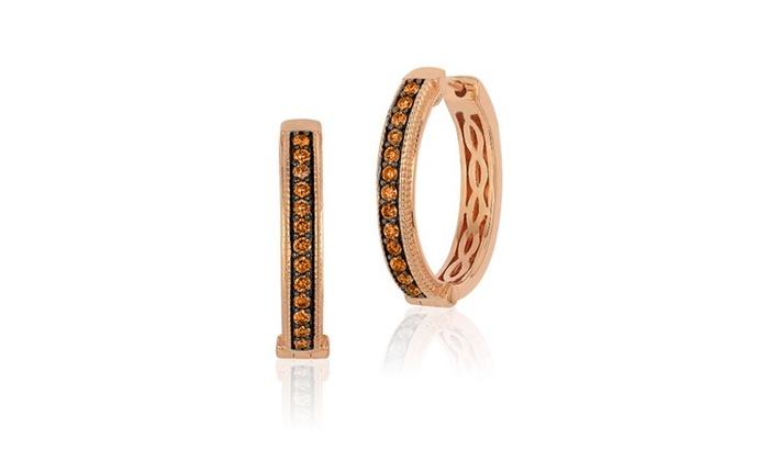 Choco & Vanilla Swarovski Elements Hoops Earrings in 14K Rose Gold, , Riakoob Jewelry, Riakoob Jewelry  jewelryjewelry deals, swarovski crystal jewelry, groupon jewelry,, jewelry for mom,