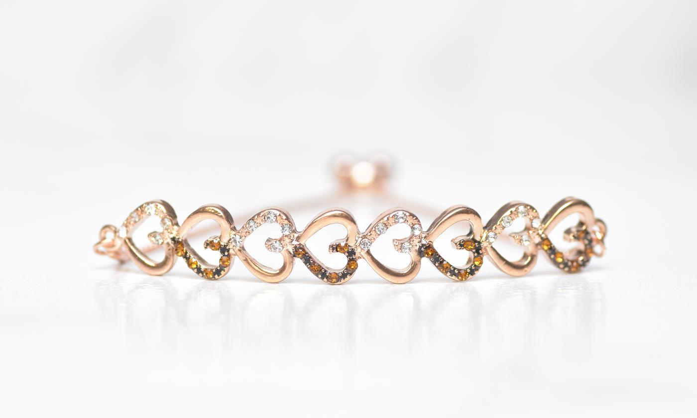 Chocolate Toned Swarovski Bar Bracelet in 14K Rose Gold Tone  (Options Available), , Riakoob Jewelry, Riakoob Jewelry  jewelryjewelry deals, swarovski crystal jewelry, groupon jewelry,, jewelry for mom,