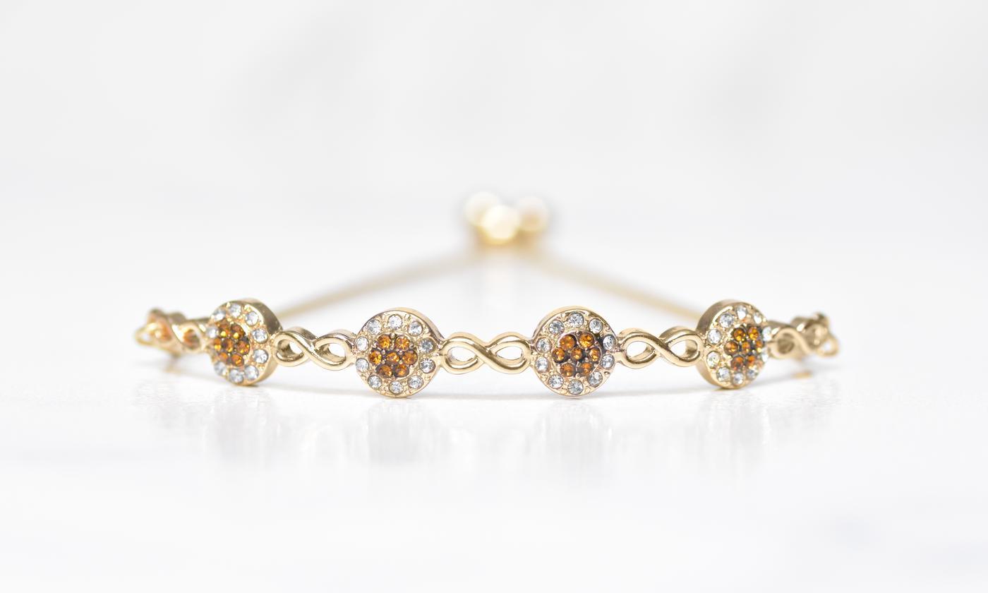 Chocolate Toned Swarovski Bar Bracelet in 14K Rose Gold Tone  (Options Available), , Riakoob Jewelry, Riakoob Jewelry  jewelryjewelry deals, swarovski crystal jewelry, groupon jewelry,, jewelry for mom,