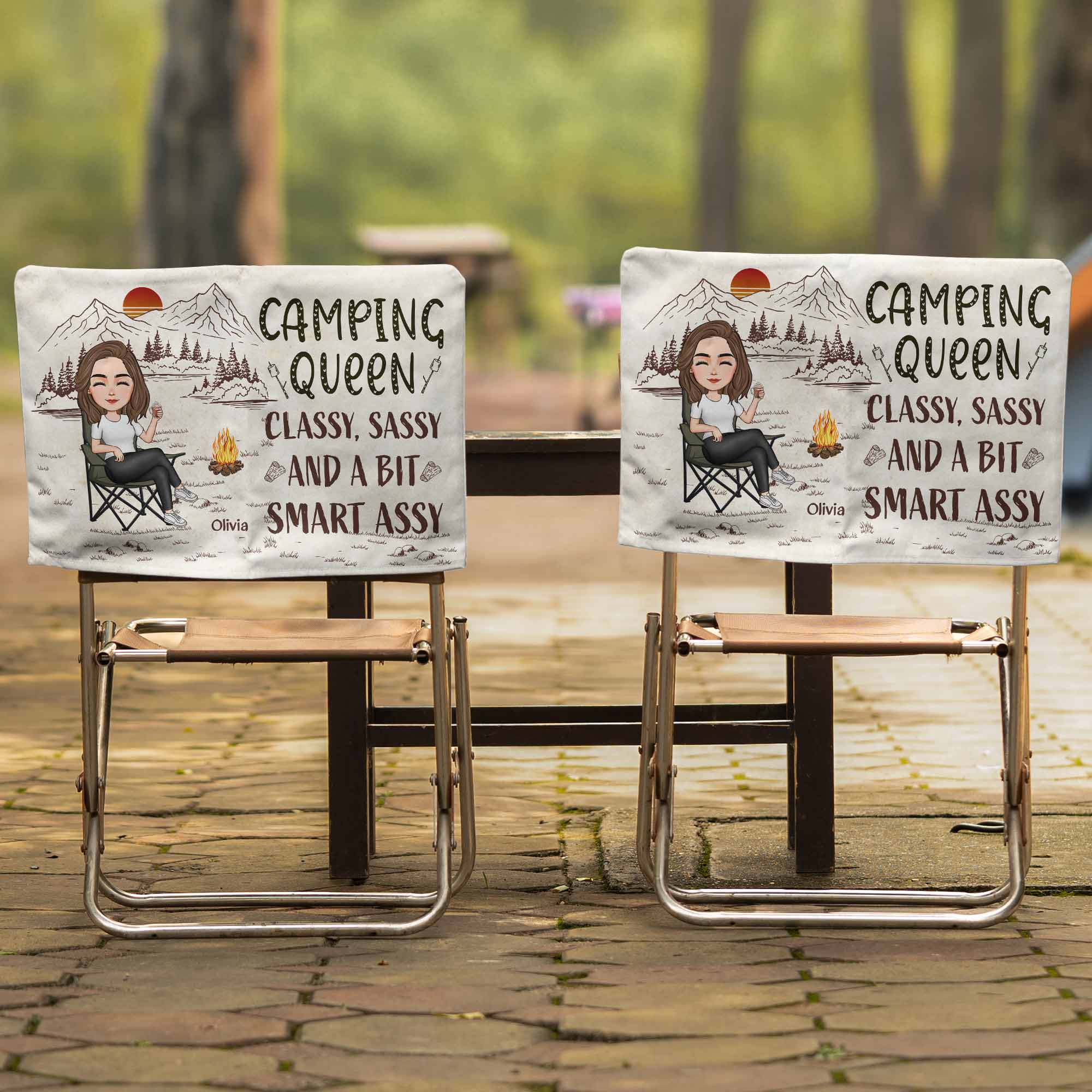 Camping Queen - Personalized Folding Chair Cover