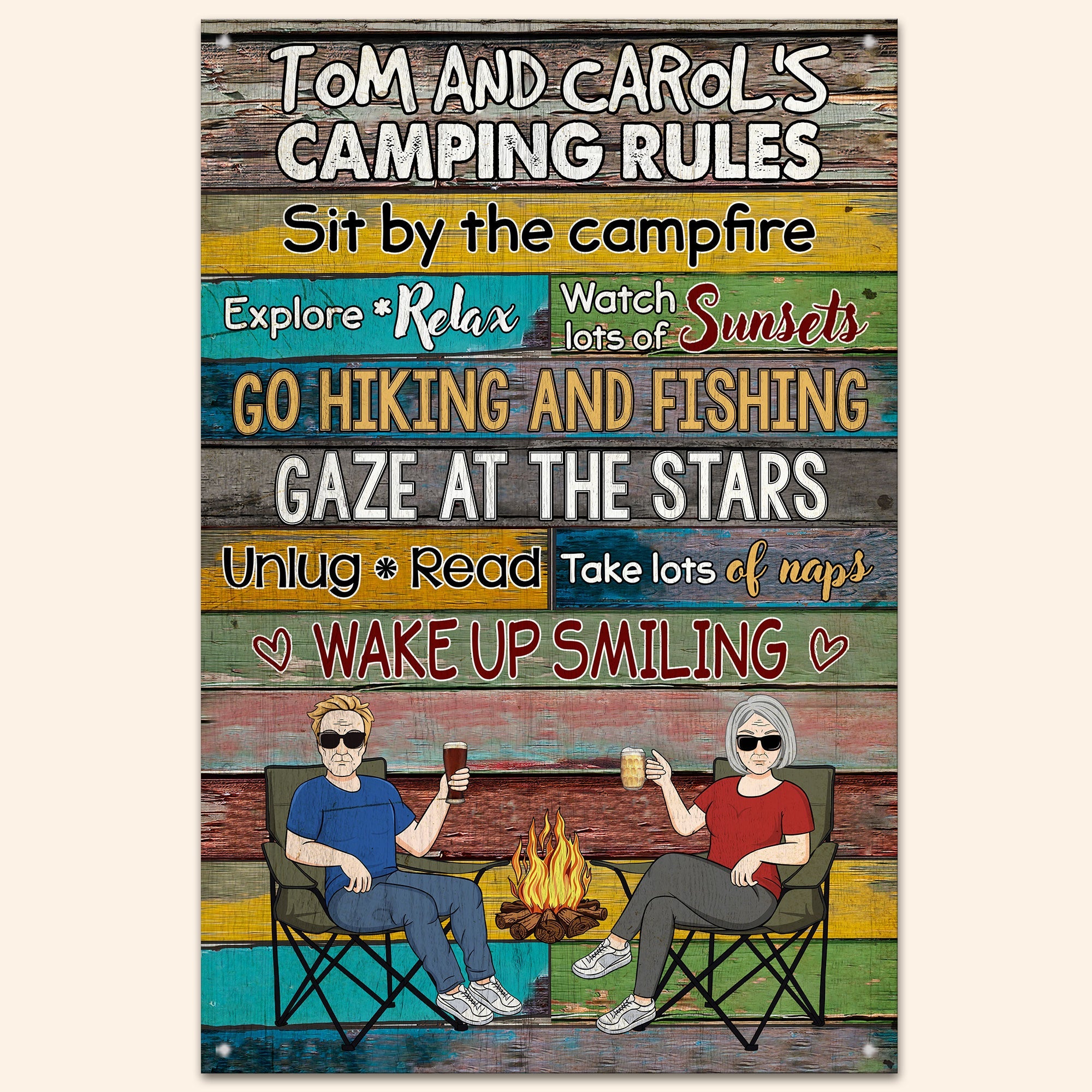 Camping Rules - Personalized Metal Sign