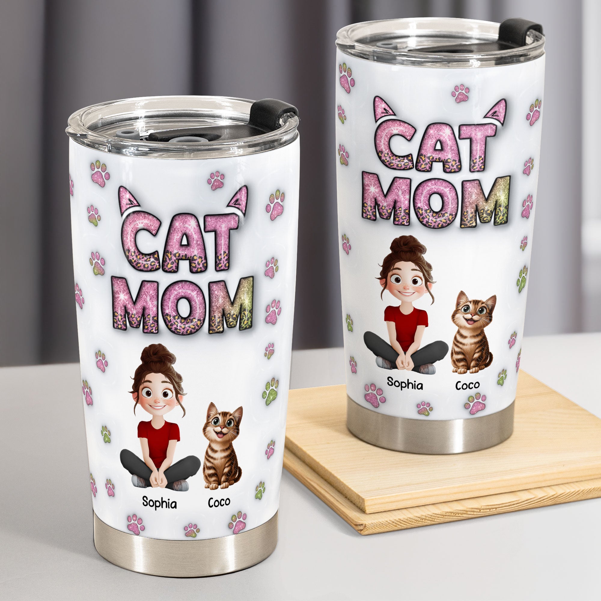 Cat Mom New Cartoon Cat - Personalized Tumbler Cup