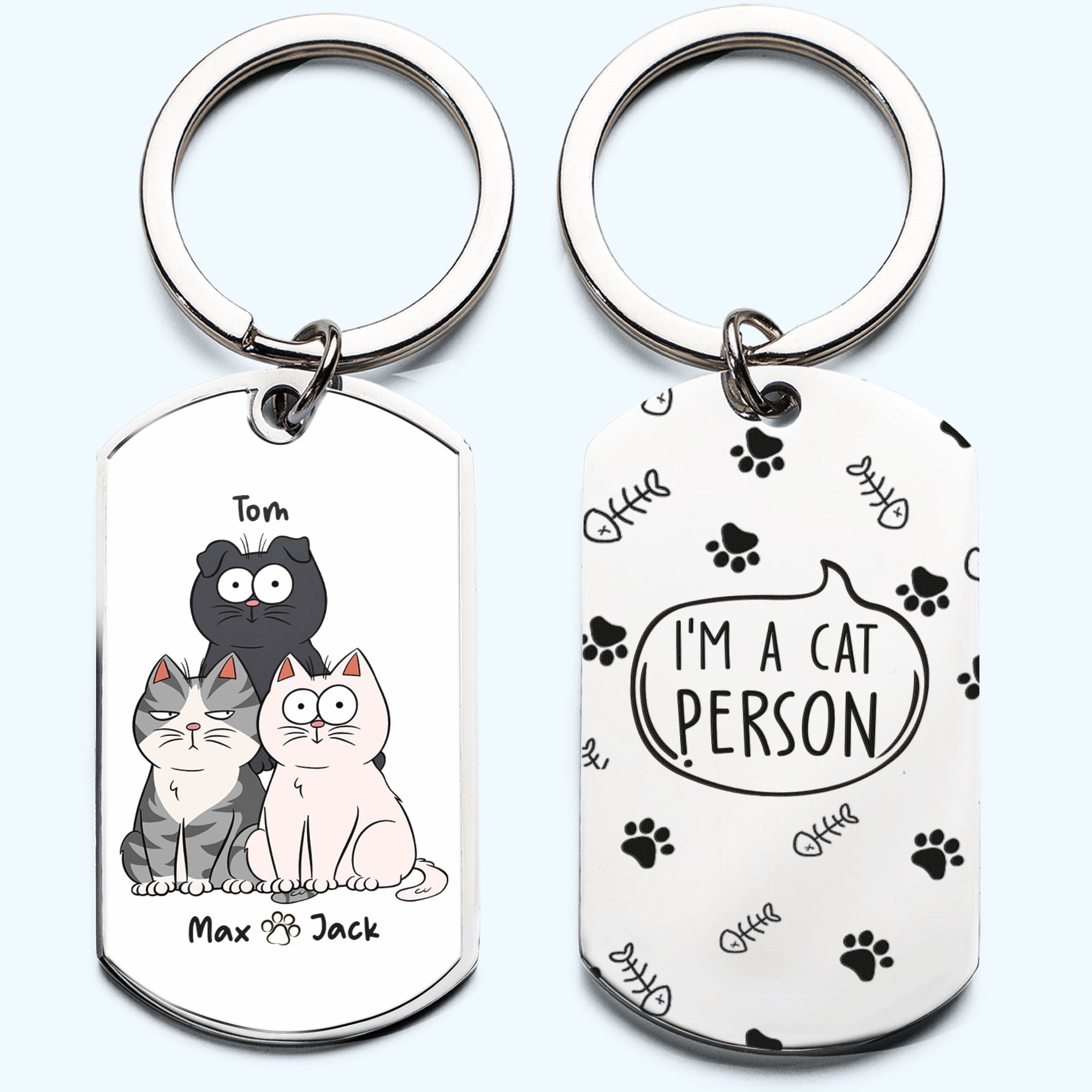 Cat Person - Personalized Engraved Stainless Steel  Keychain