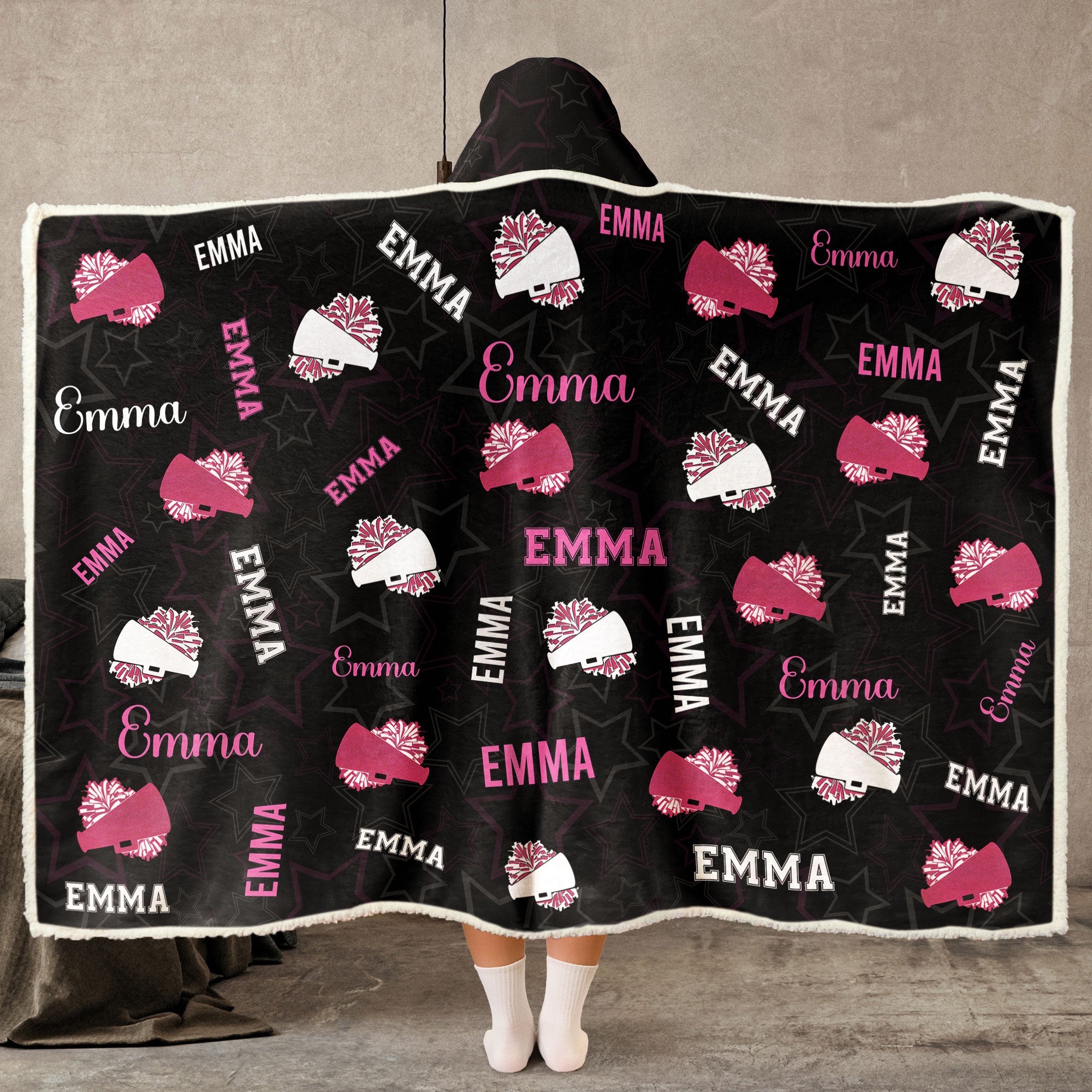 Cheerleader Custom Name, Color - Personalized Wearable Blanket Hoodie