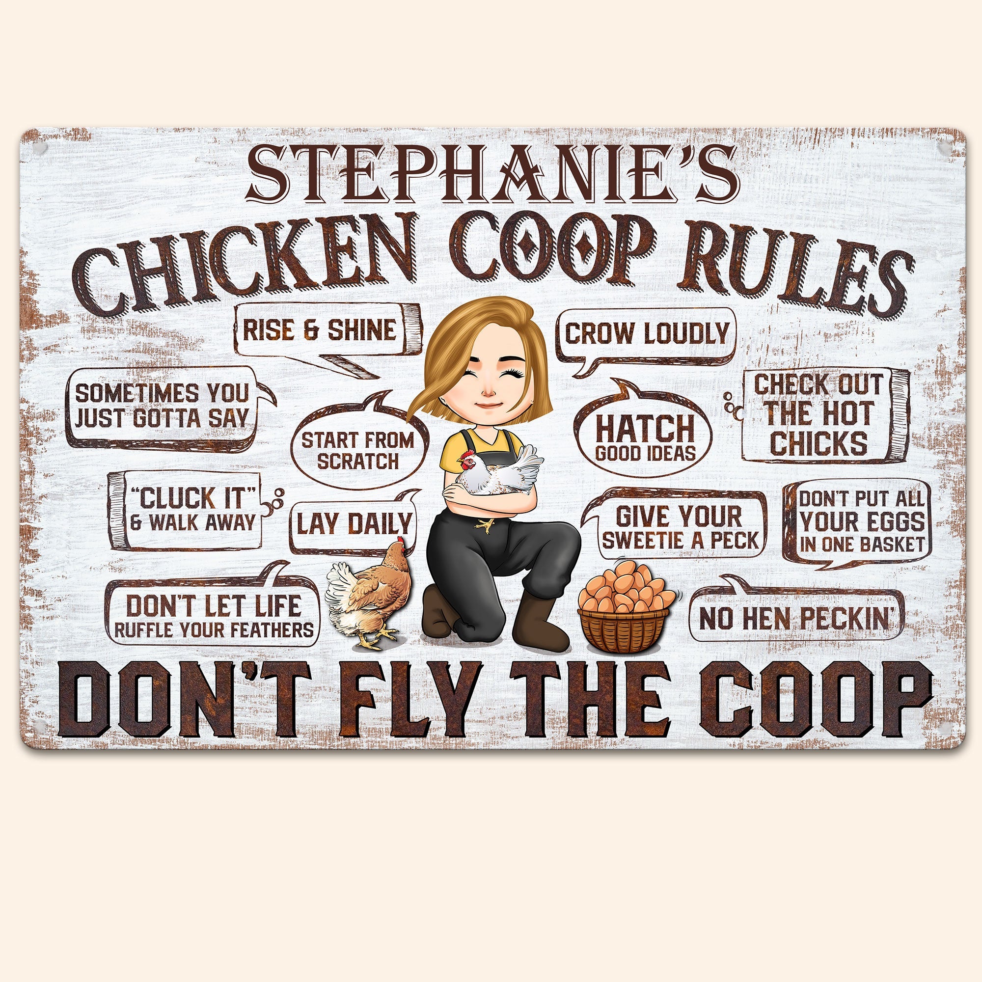 Chicken Coop Rules - Personalized Metal Sign