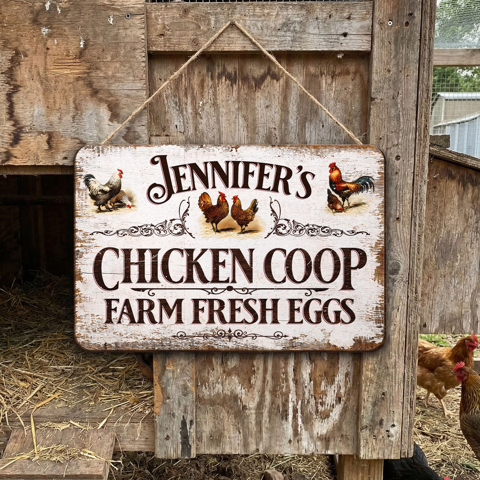 Chicken's Coop Farm Fresh Eggs - Personalized Wood Sign