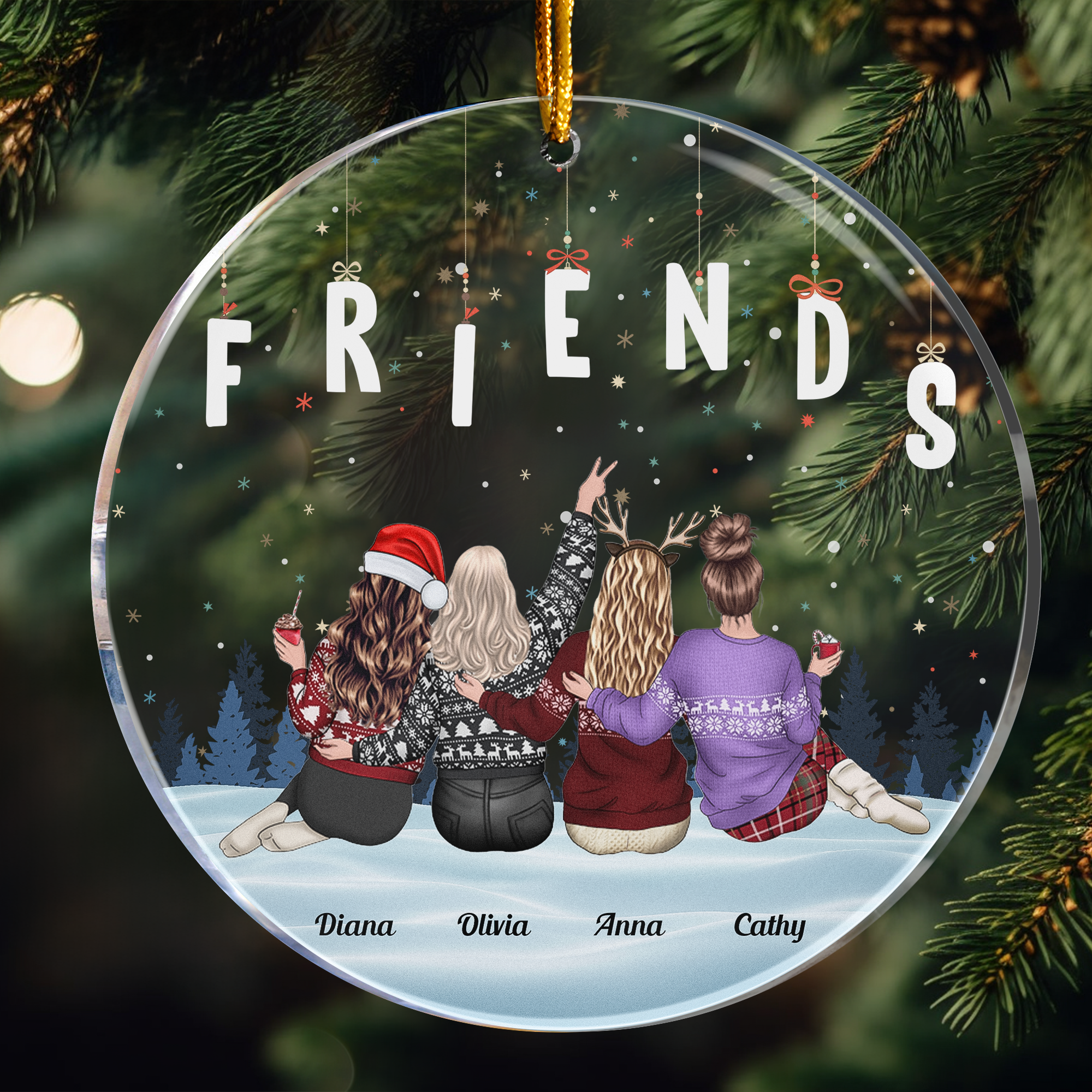 With Friends Forever - Personalized Acrylic Ornament - Gift For Friend