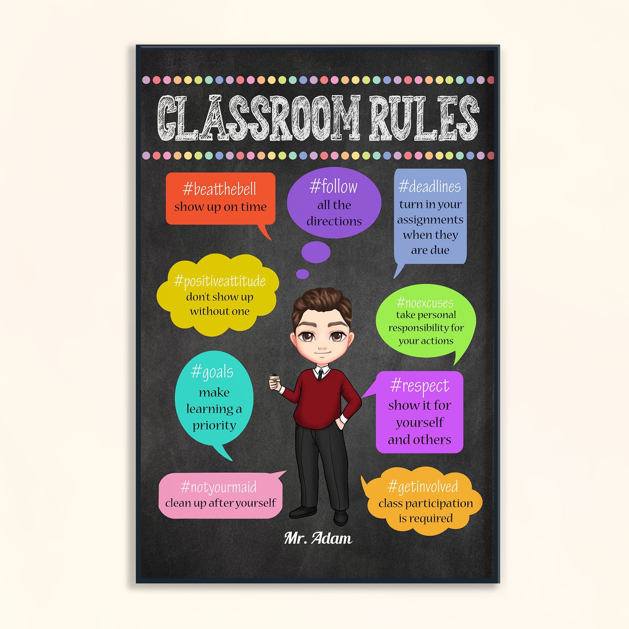 Classroom Rules - Personalized Poster/Wrapped Canvas