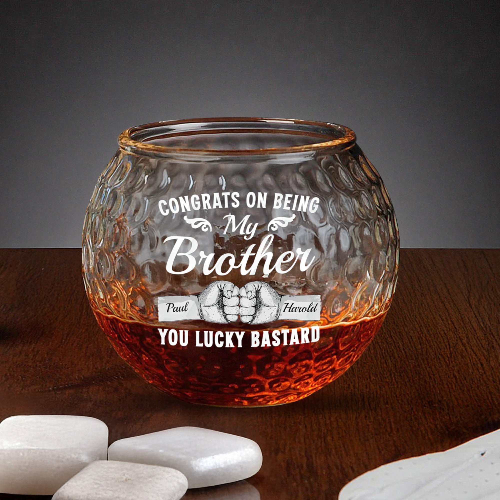 Congrats On Being My Brother You Lucky Bastard - Personalized Golf Whiskey Glass
