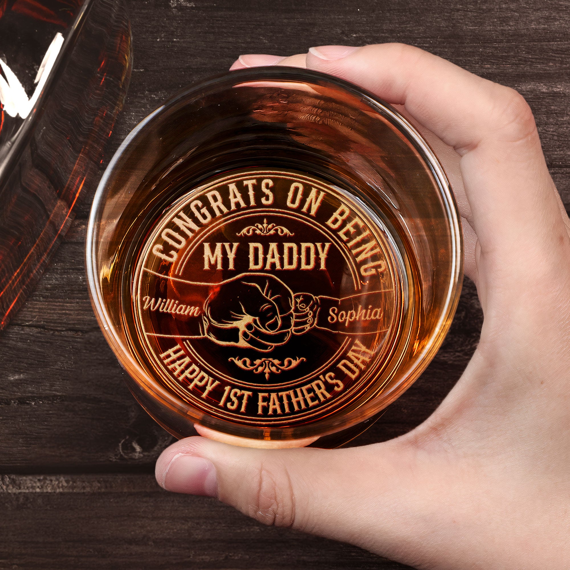 Congrats On Being My Daddy 1st Father's Day - Personalized Engraved Whiskey Glass