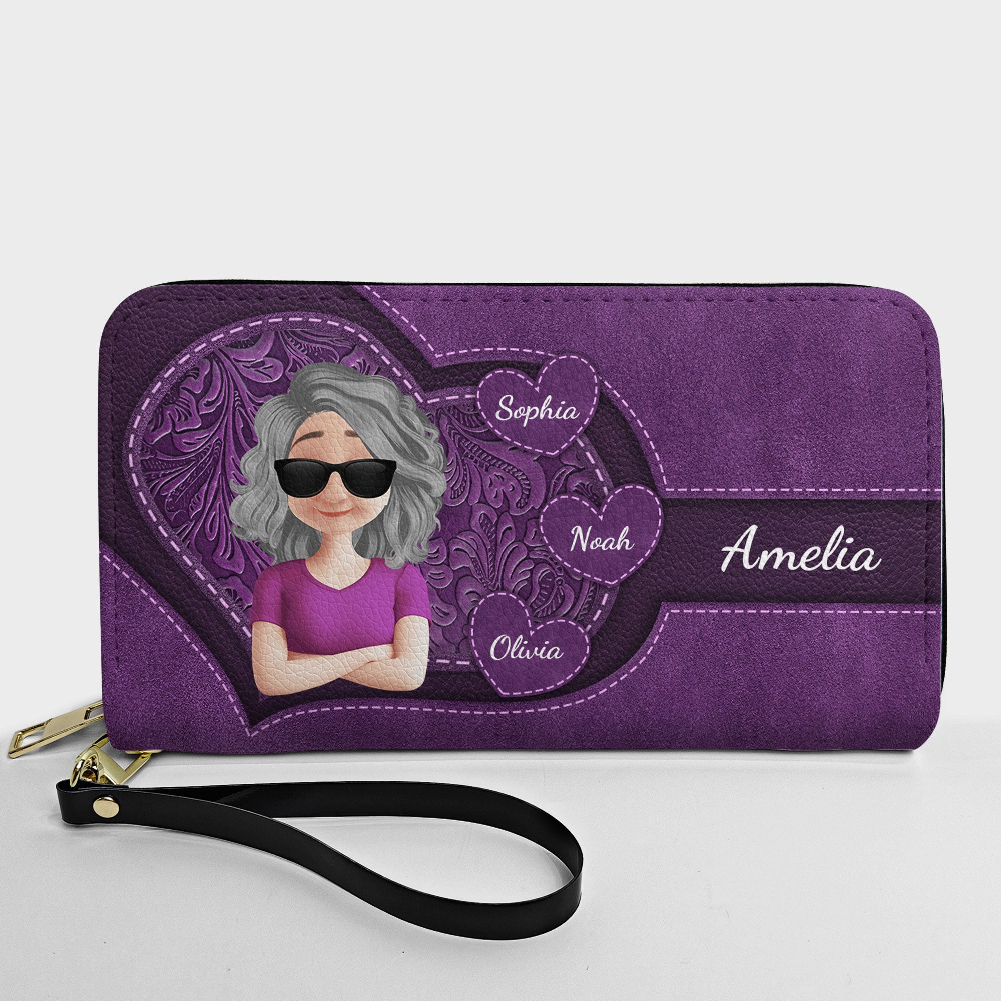 Cool Grandma - Personalized Leather Long Wallet