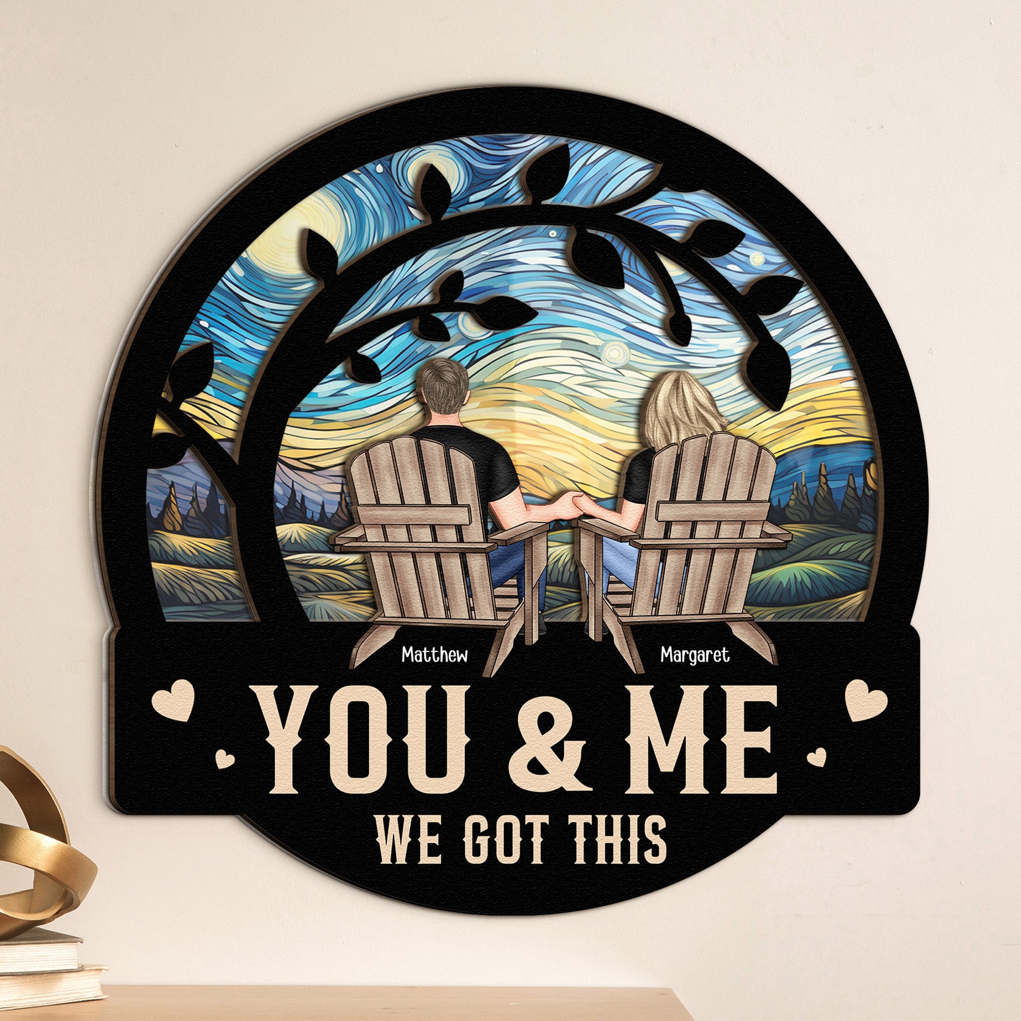 Couple Sitting Together You & Me We Got This - Personalized Wood And Acrylic Wall Art