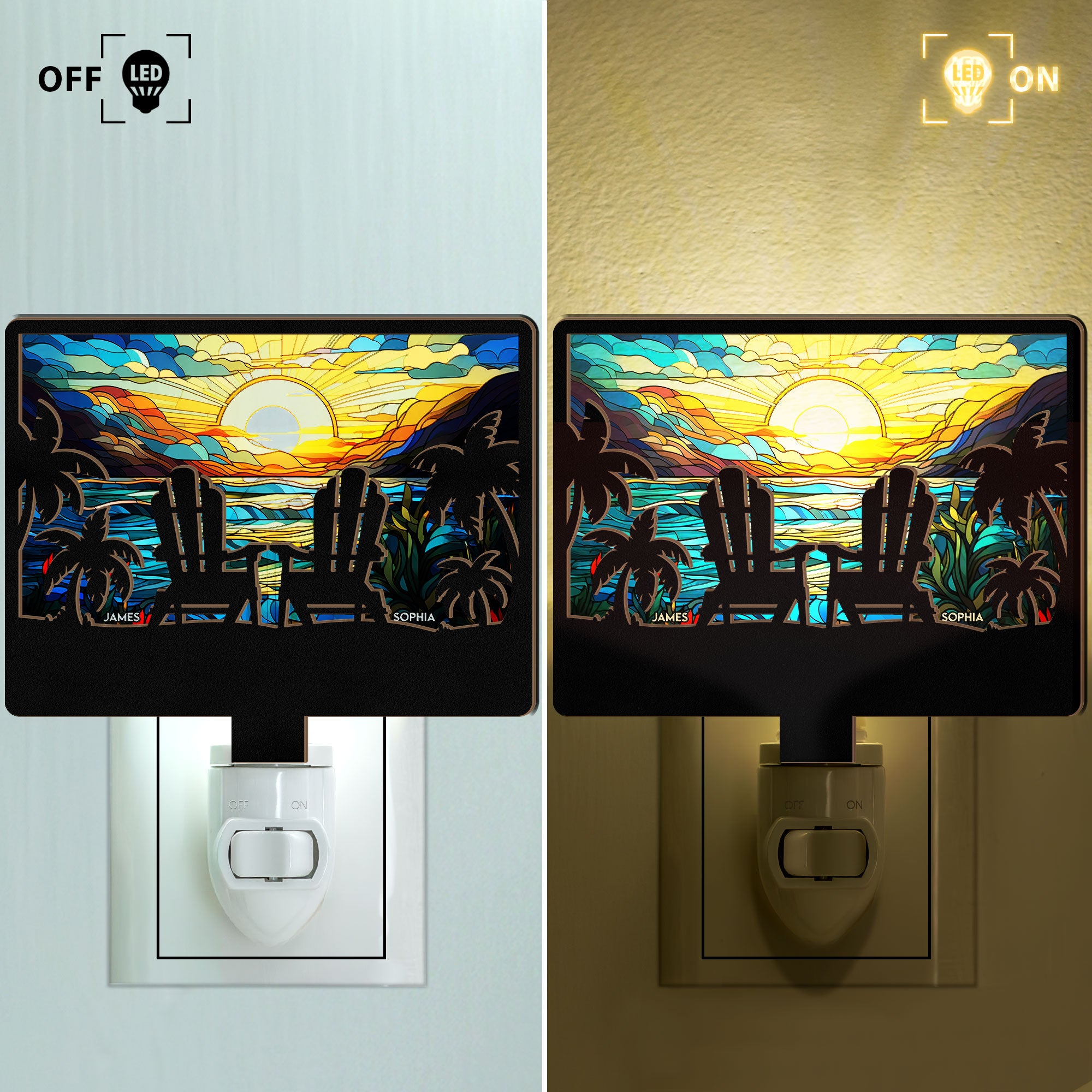 Couple Together - Personalized Wood And Acrylic Night Light