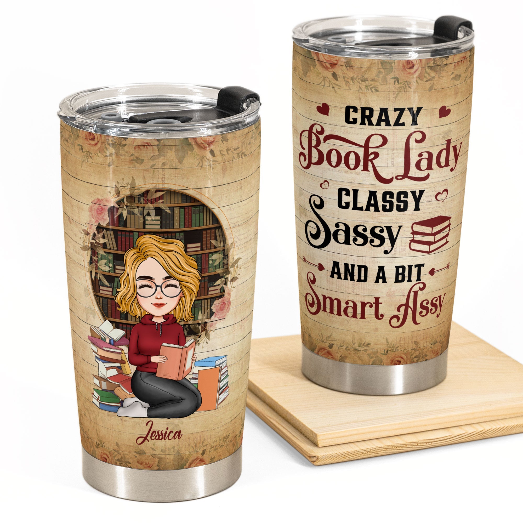 Crazy Book Lady - Personalized Tumbler Cup