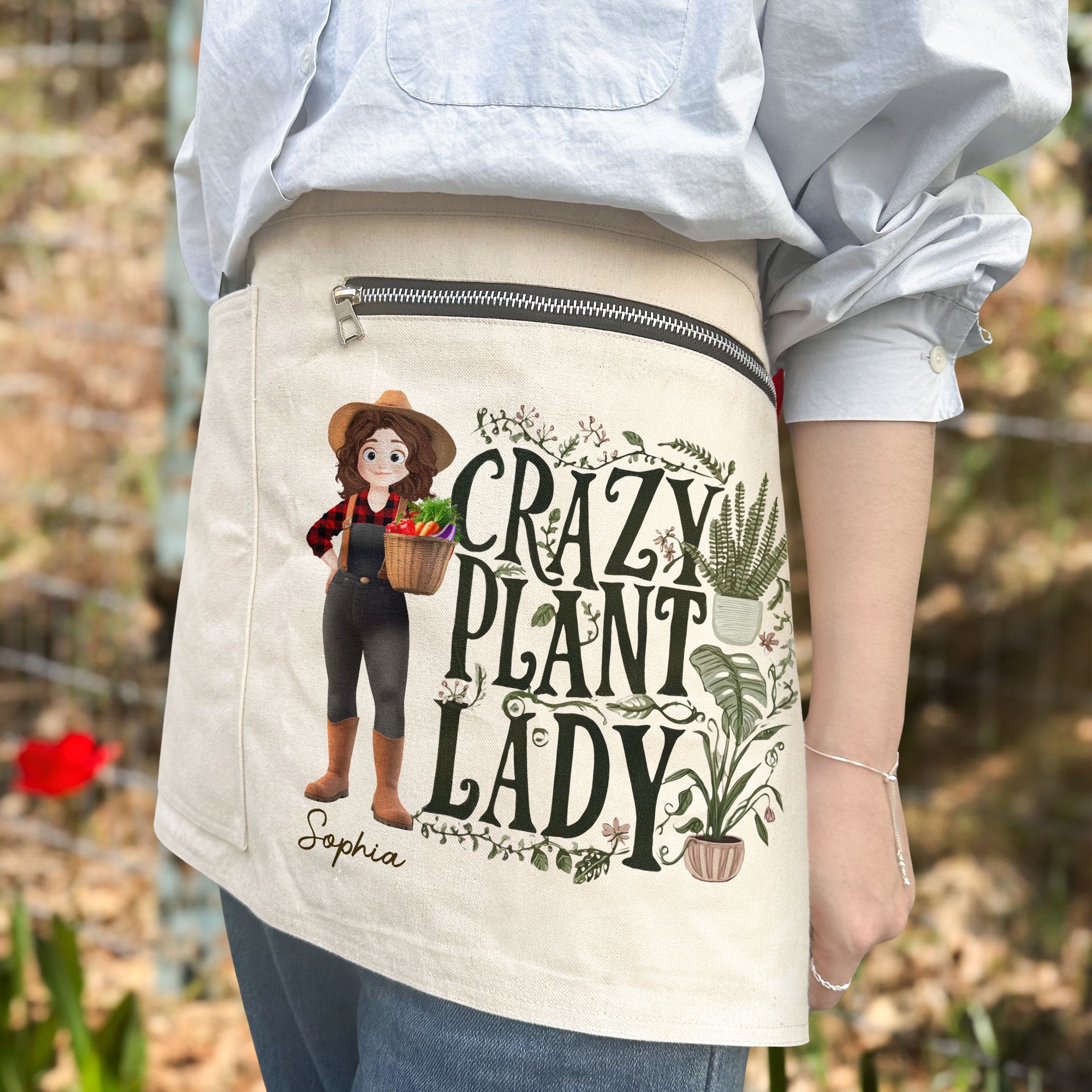 Crazy Plant Lady Cartoon Version - Personalized Gardening Apron