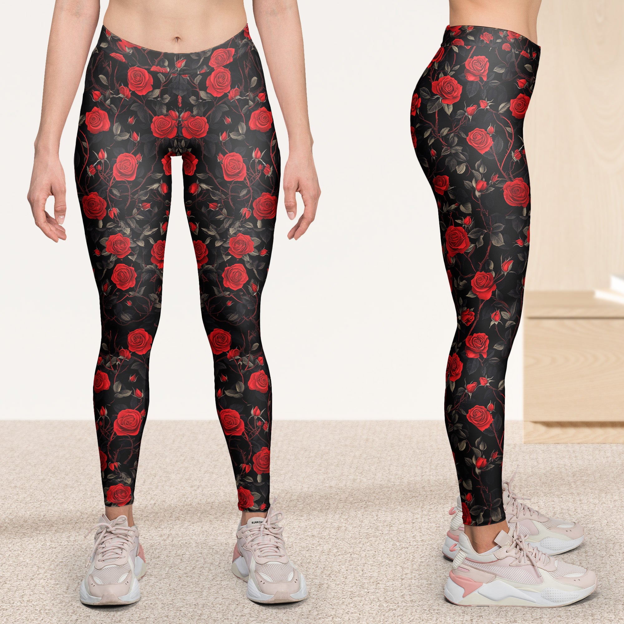 Custom Birth Flower Gothic Floral For Women, Girl - Personalized Leggings