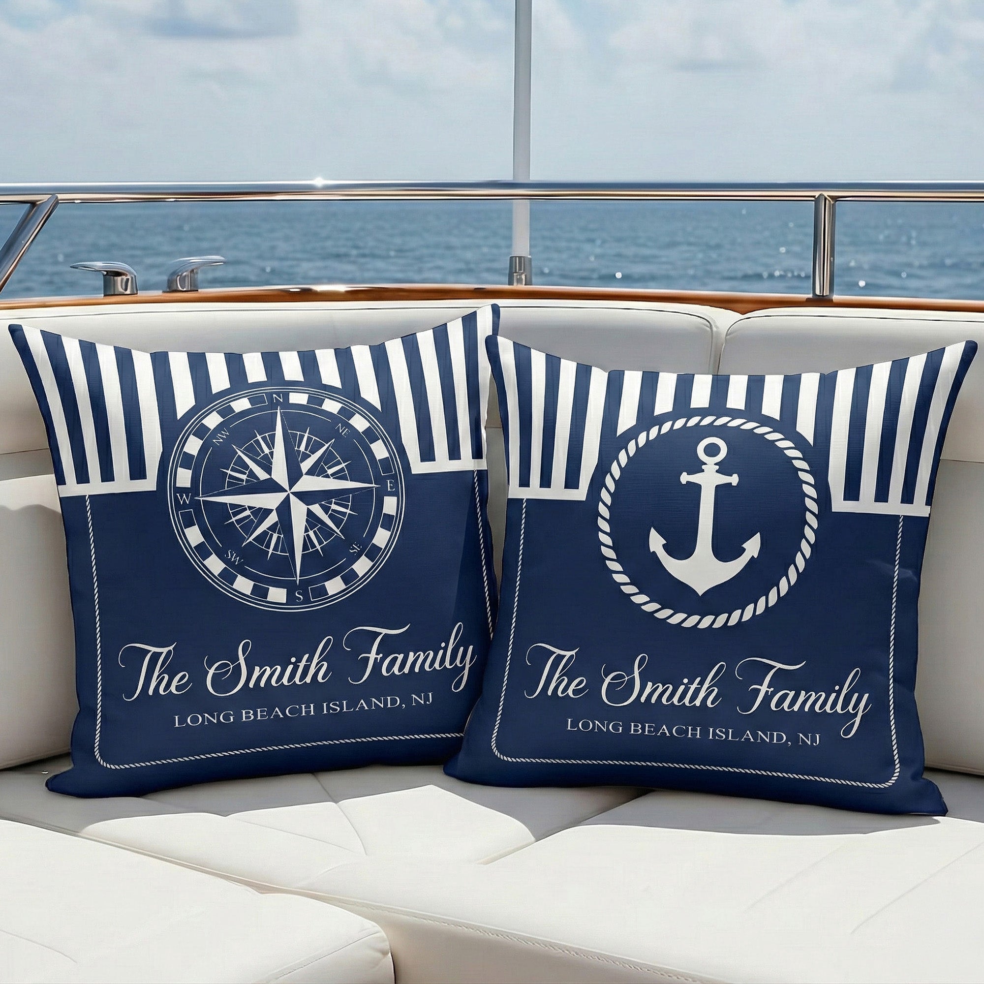 Custom Boat Name, Nautical, Anchor - Personalized Pillows