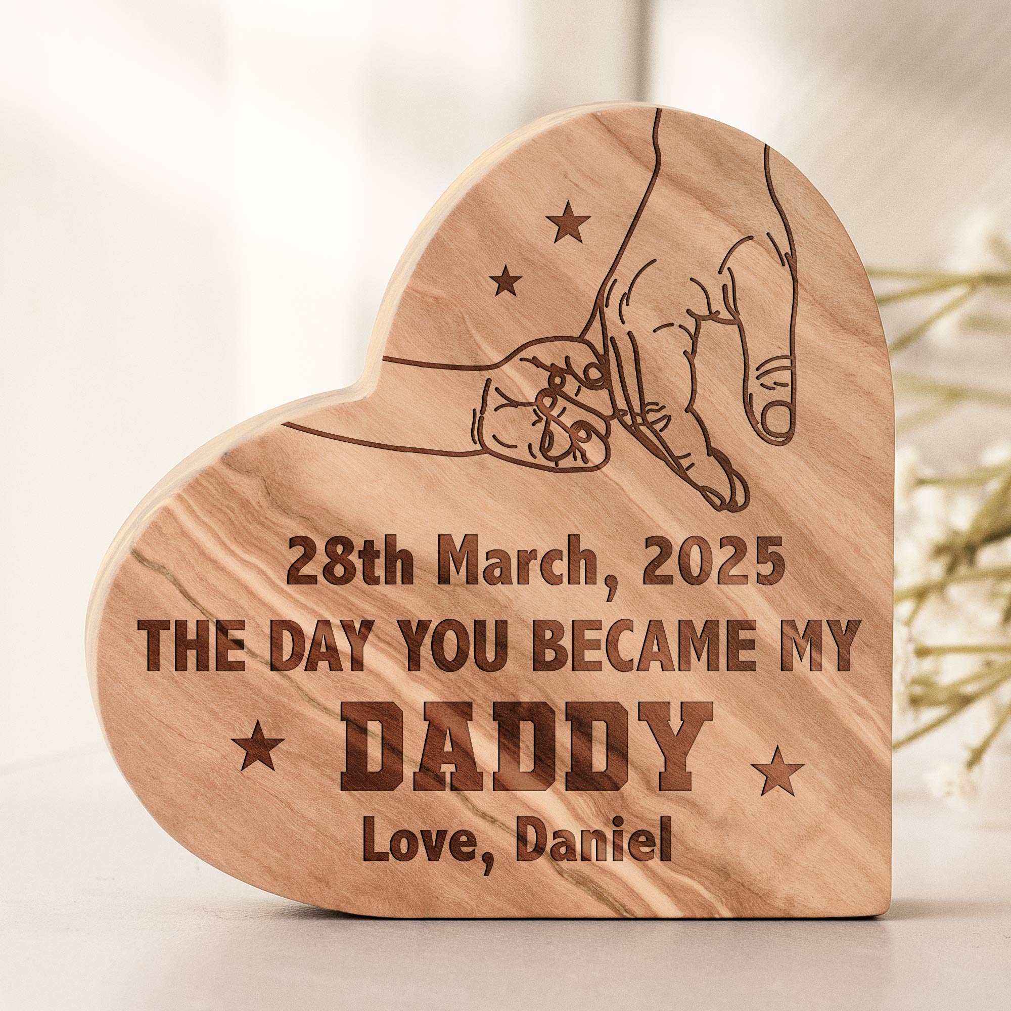Custom Date The Day You Became My Daddy - Personalized Engraved Wood Plaque