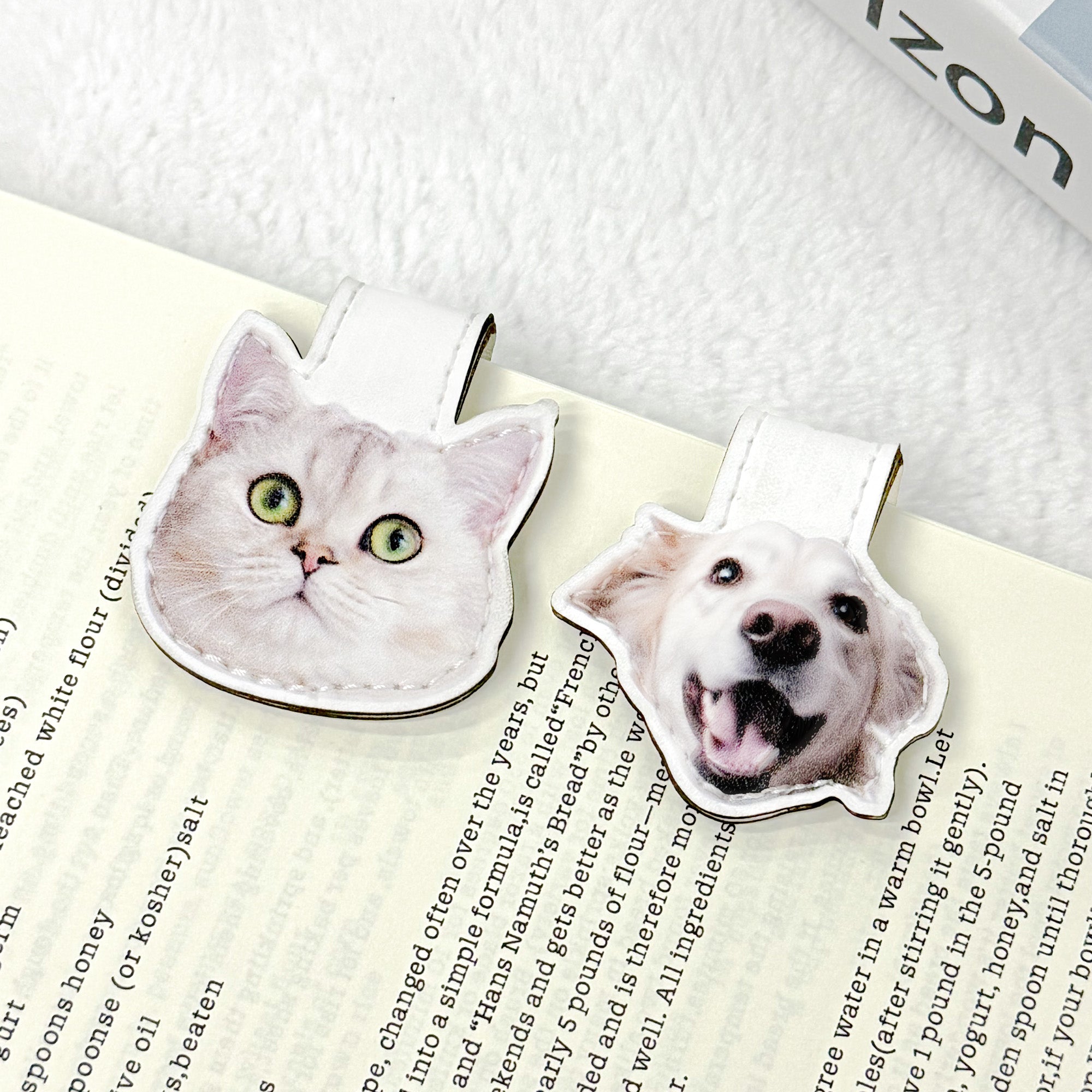 Custom Dog, Cat, Pet Face - Personalized Leather Magnetic Bookmark
