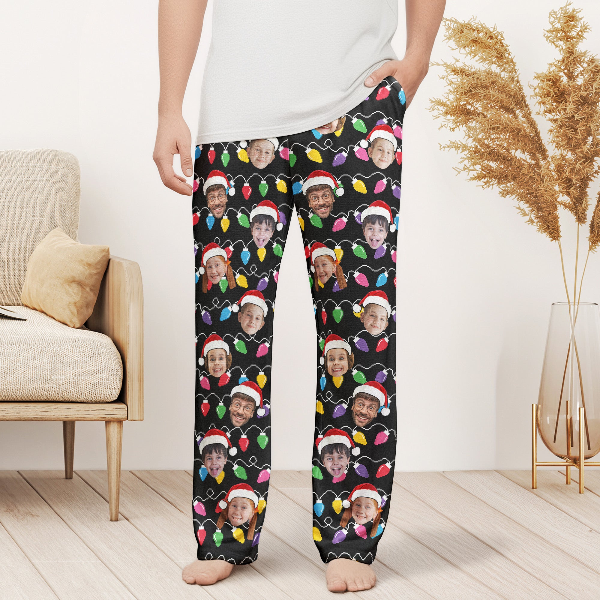 Custom Face Christmas Family Silly Xmas - Personalized Photo Lounge Pants