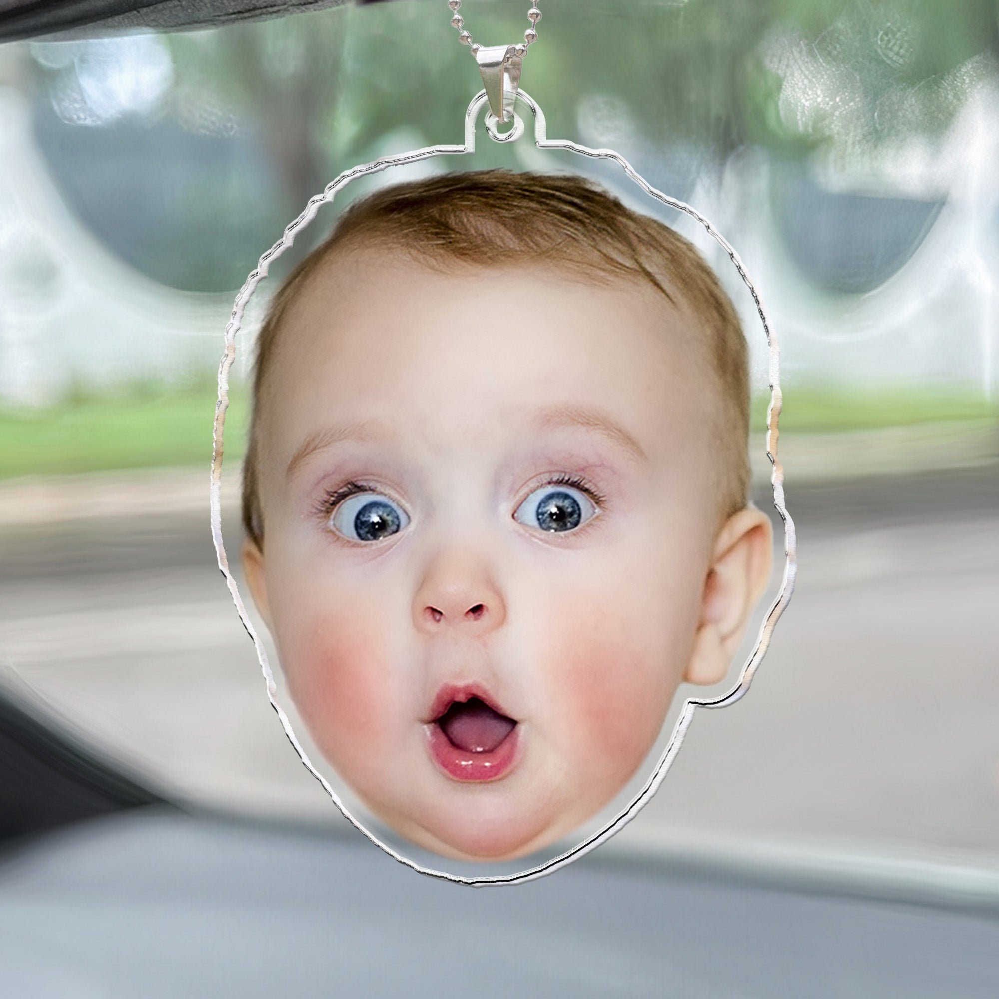 Custom Funny Face Gift For Family Pet Lovers - Personalized Photo Rear View Mirror Accessory