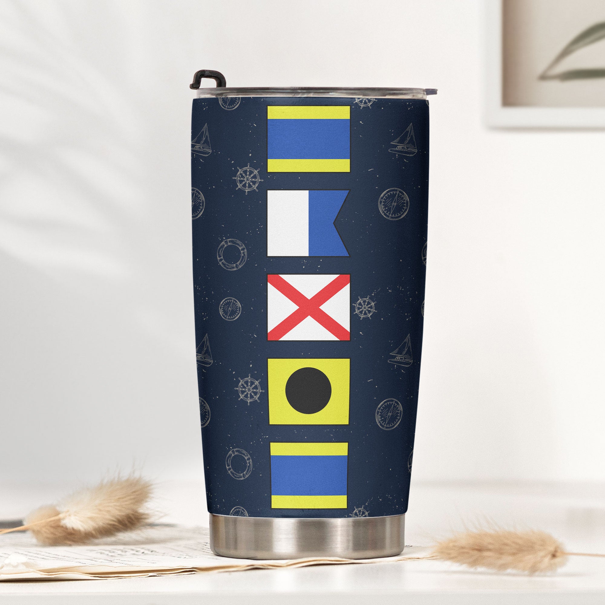 Custom Name In Nautical Flag - Personalized Tumbler Cup