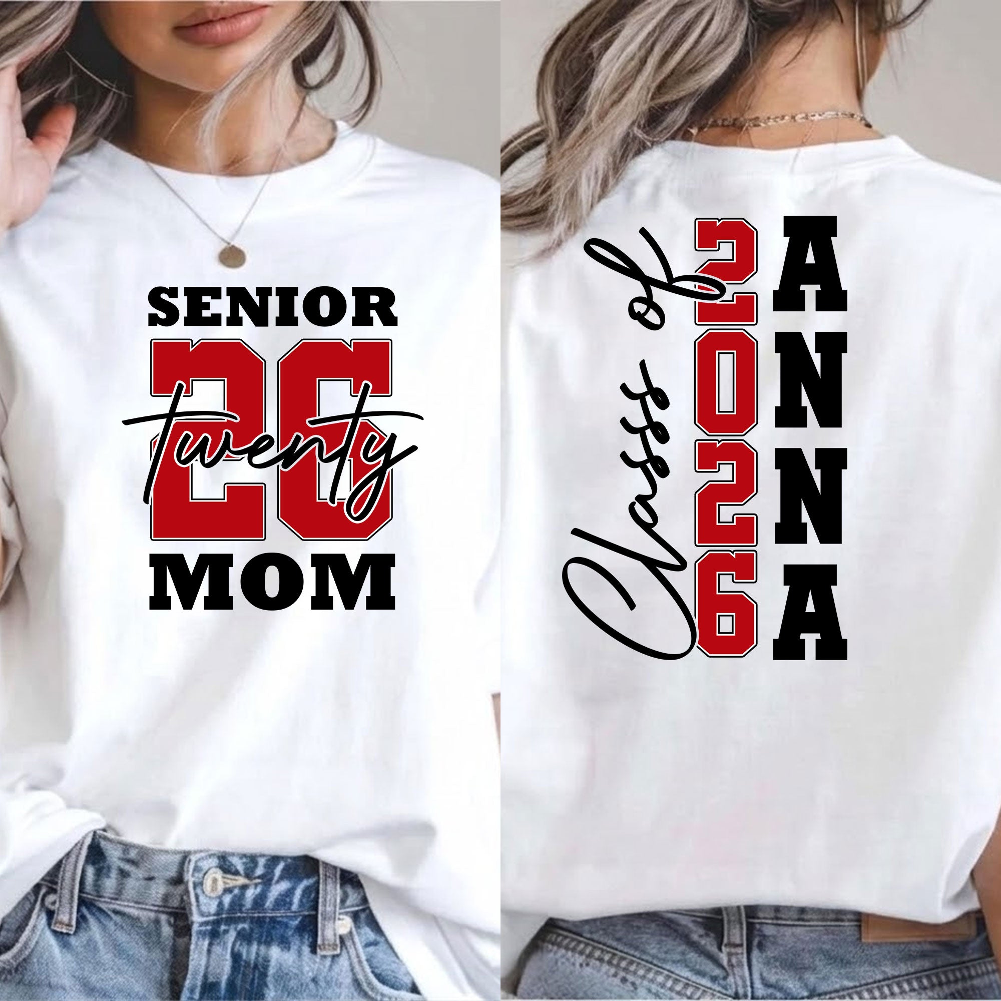 Custom Name Senior Mom - Personalized Shirt
