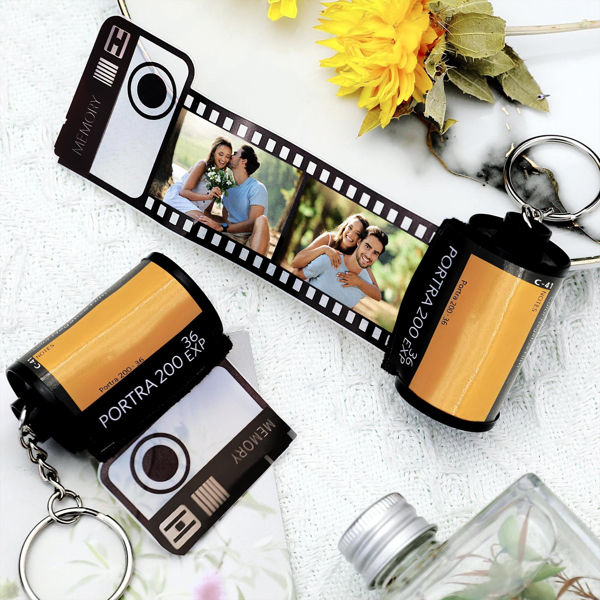 Custom Photo Gift For Couple, For Him, For Her-Valentine Gift - Personalized Photo Film Roll Keychain