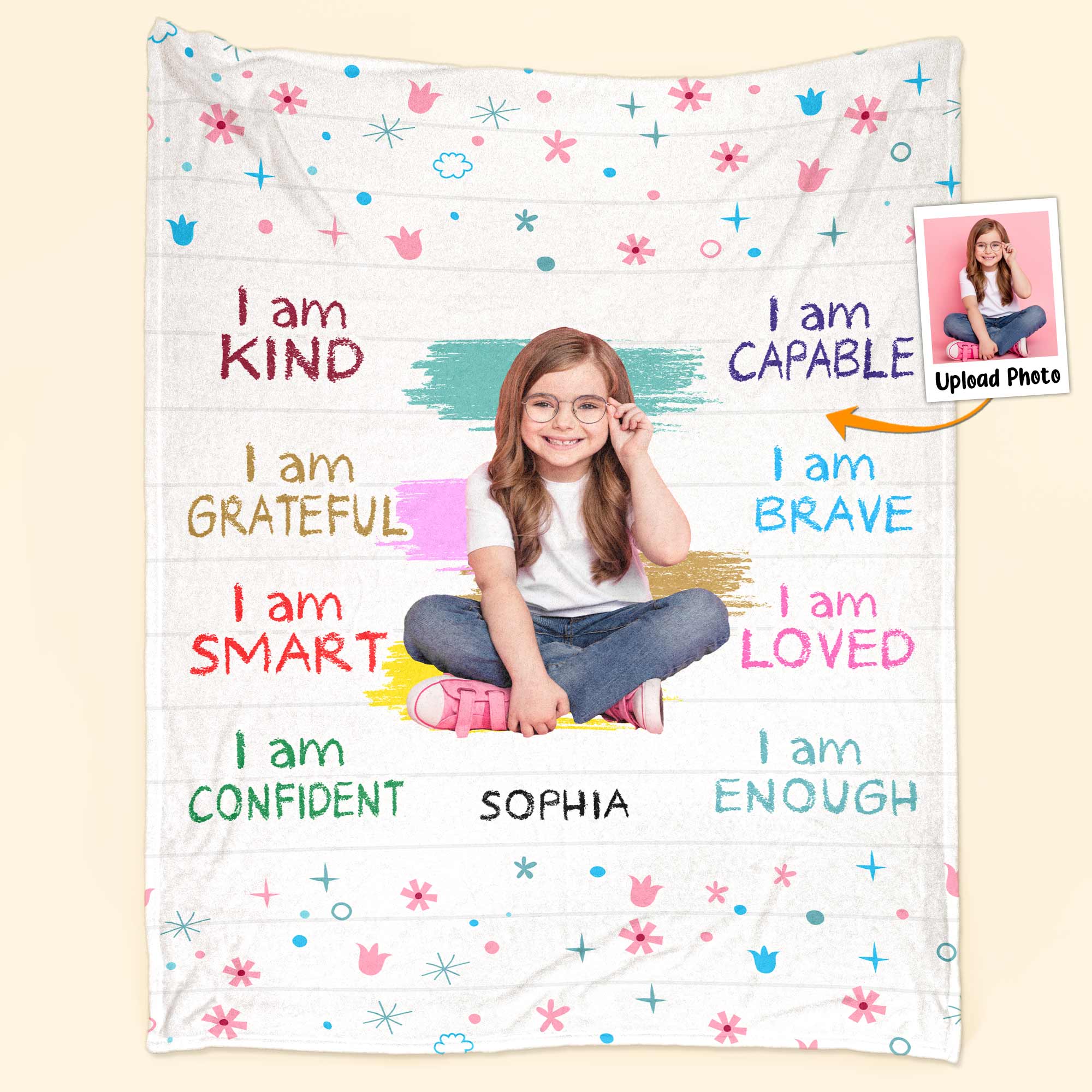 Custom Photo I Am Kind  - Personalized Baby Photo Blanket