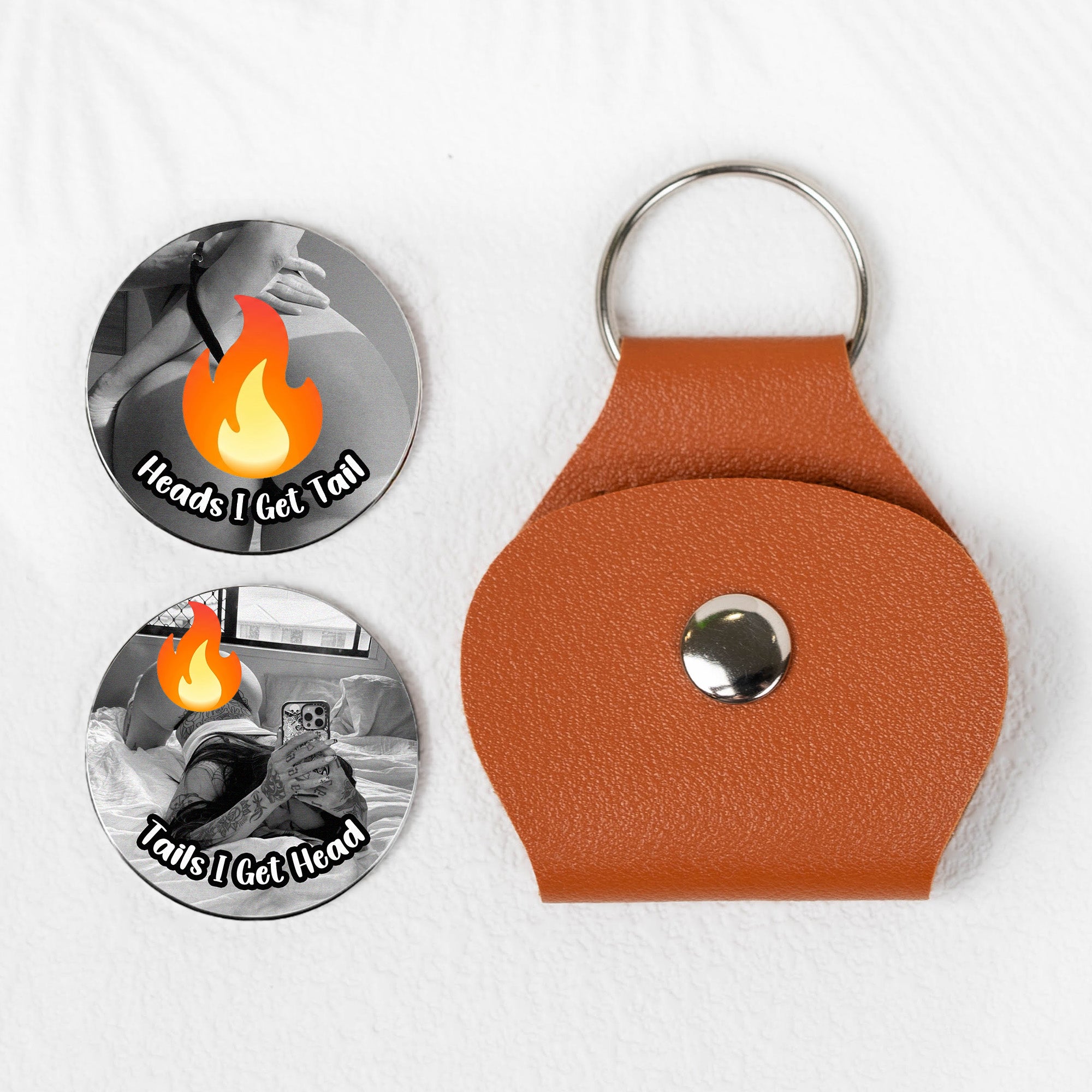 Custom Spicy Photo Date Night Token For Him, Husband, Boyfriend - Personalized Leather Photo Pocket Hug
