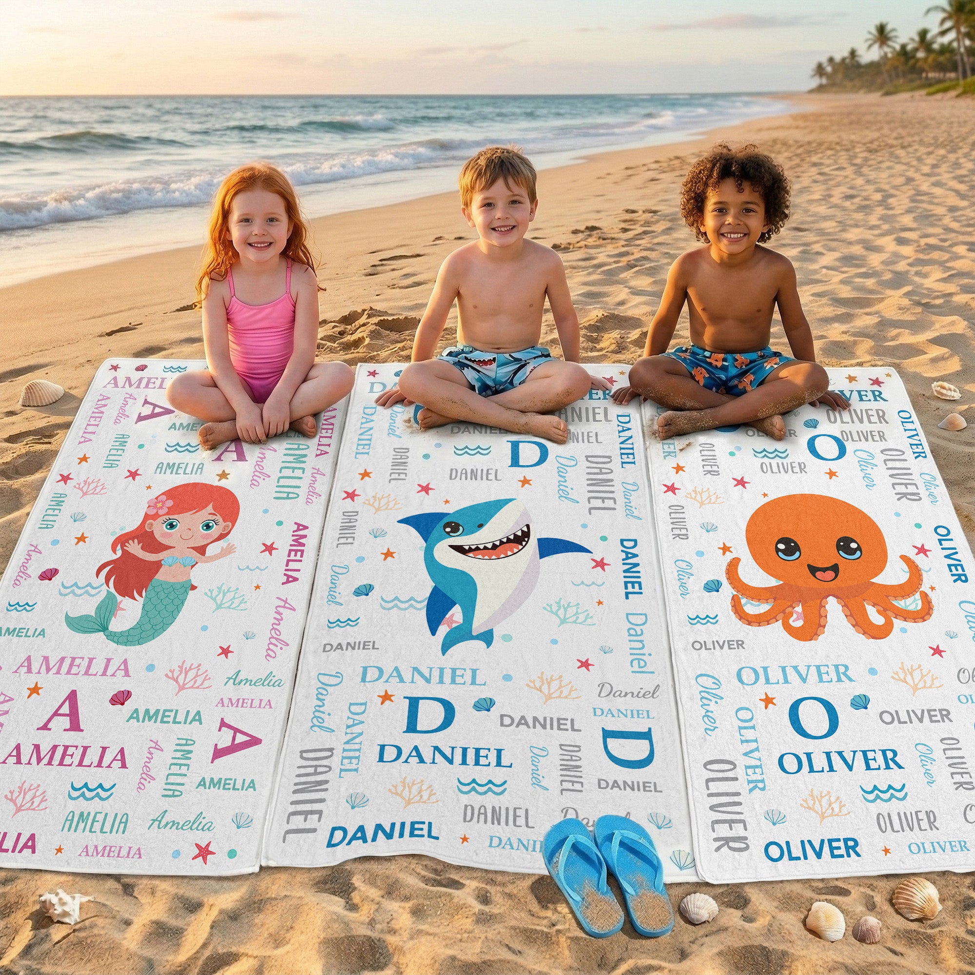 Cute And Beachy Custom Name - Personalized Beach Towel
