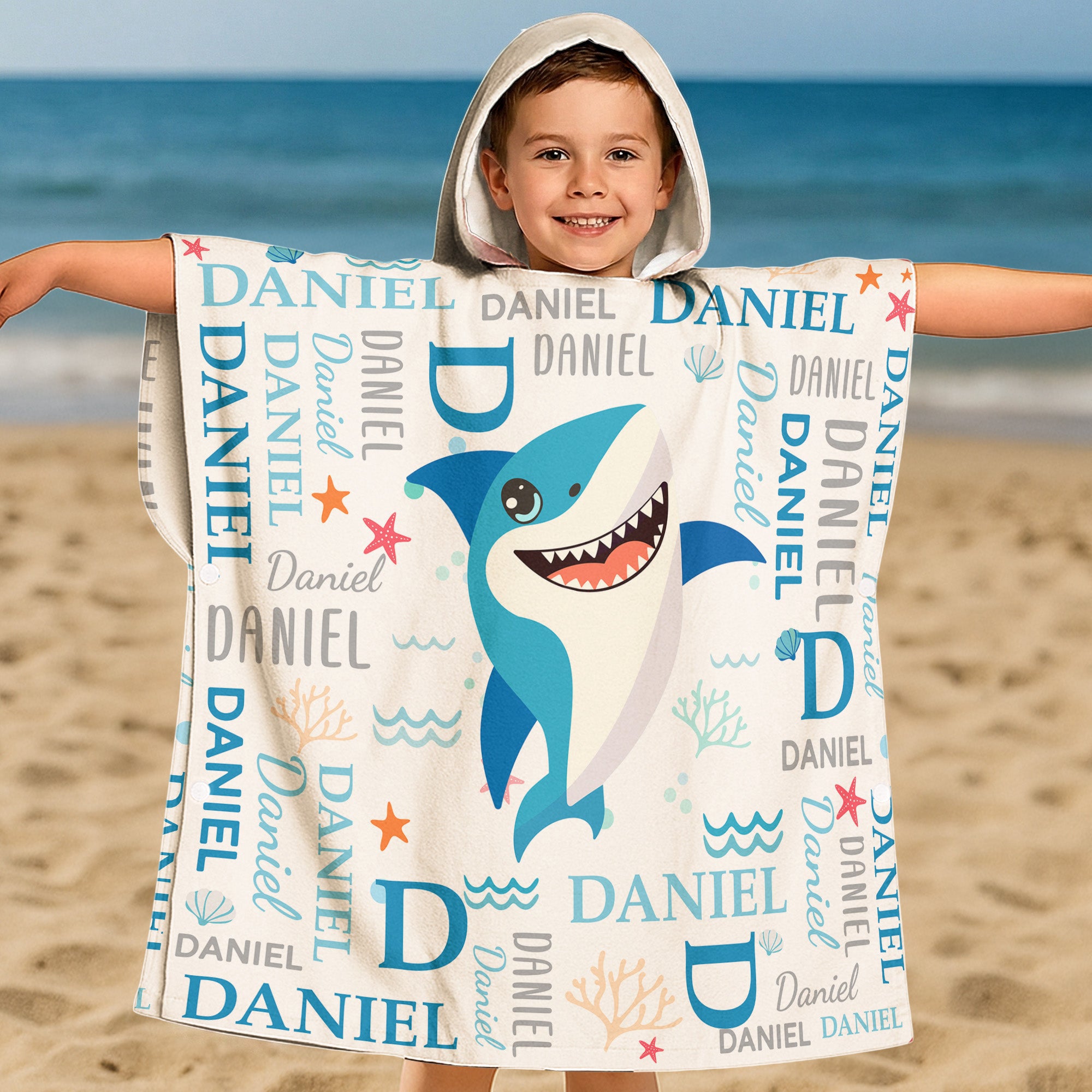 Cute And Beachy, Sea Animal Custom Name - Personalized Beach Towel