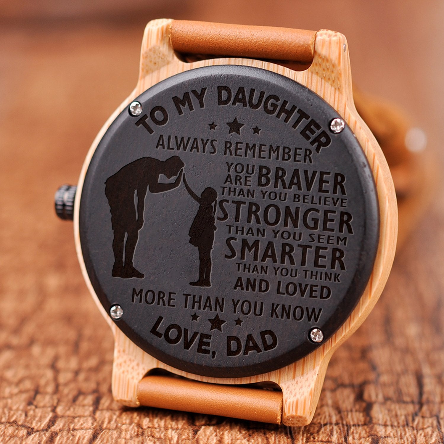 DAUGHTER DAD - ALWAYS REMEMBER - WOOD WATCH 