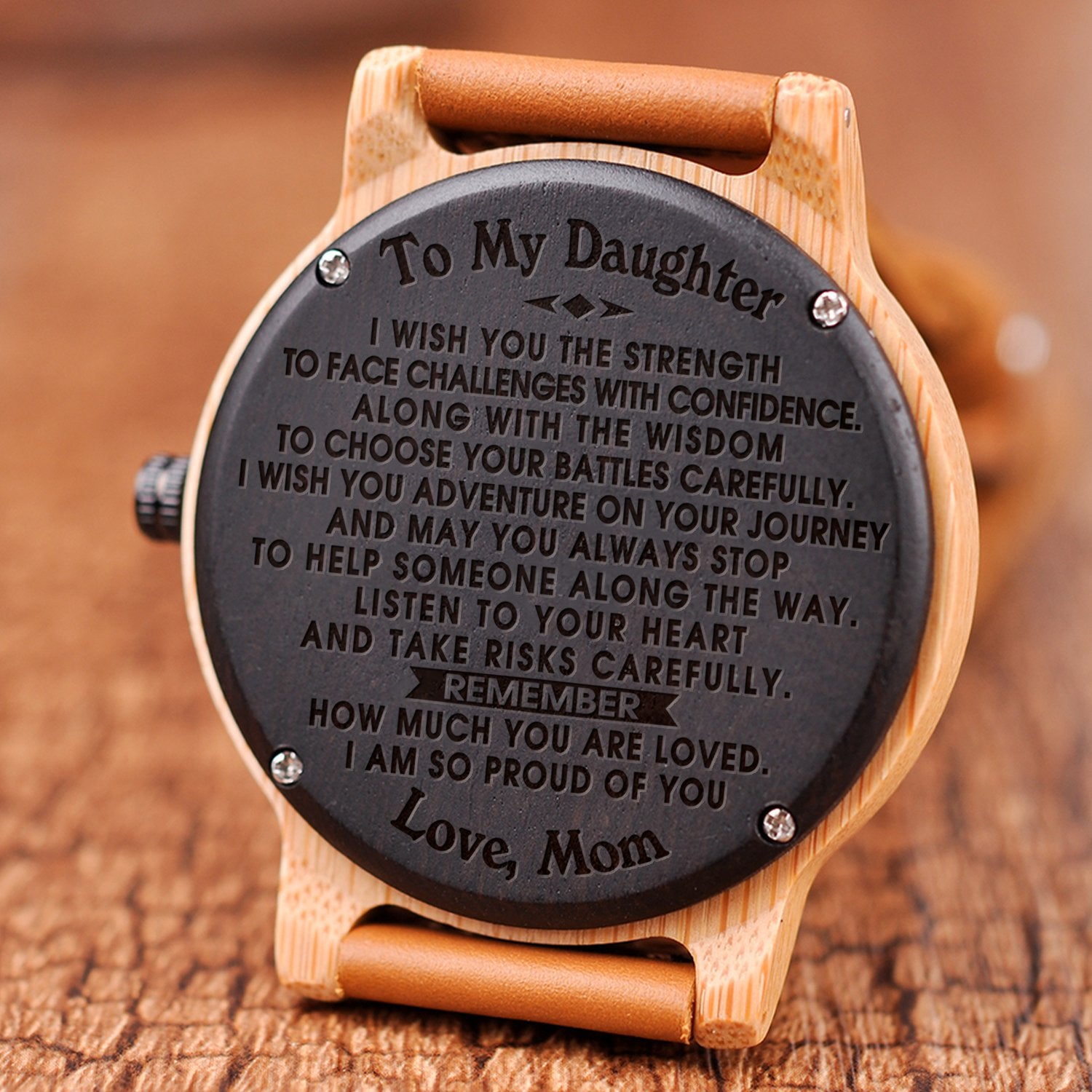 DAUGHTER MOM - I WISH YOU - WOOD WATCH