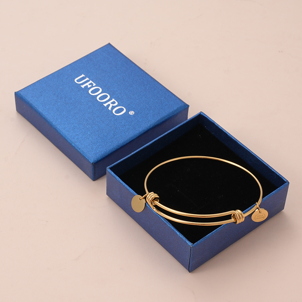 UFOORO Gold Bangles for Women, Thin Bracelets 14K Gold Plated Jewelry Gifts