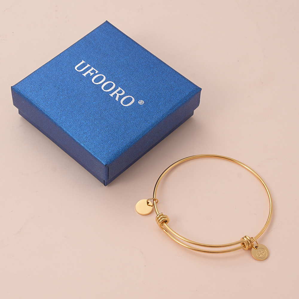UFOORO Gold Bangles for Women, Thin Bracelets 14K Gold Plated Jewelry Gifts