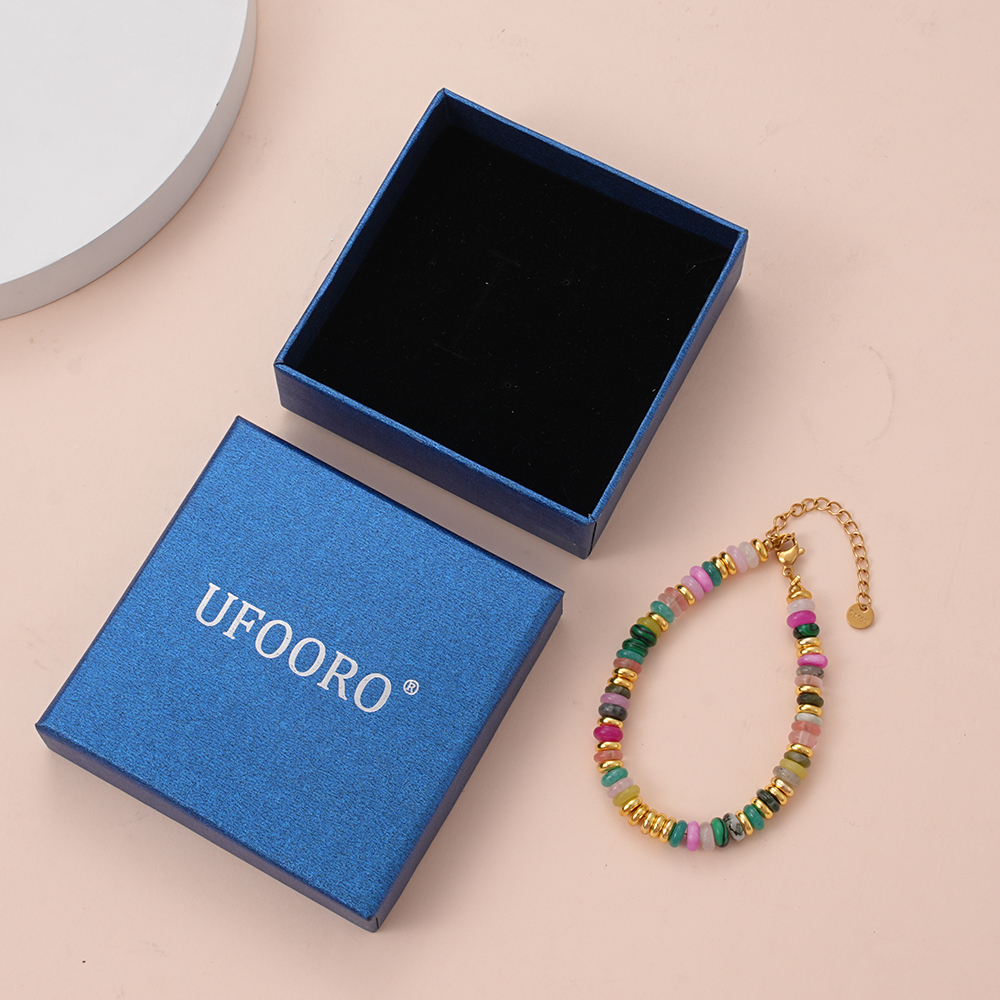 UFOORO Natural Stone Bracelets for Women Healing Crystal Beaded Adjustable Energy Chakra Yoga Gift