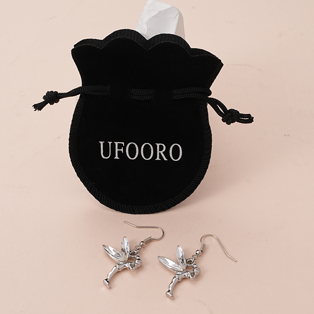 UFOORO Fairy Earrings for Women Cute Pixie Wing Stud Earrings Delicate Fantasy Jewelry Gift