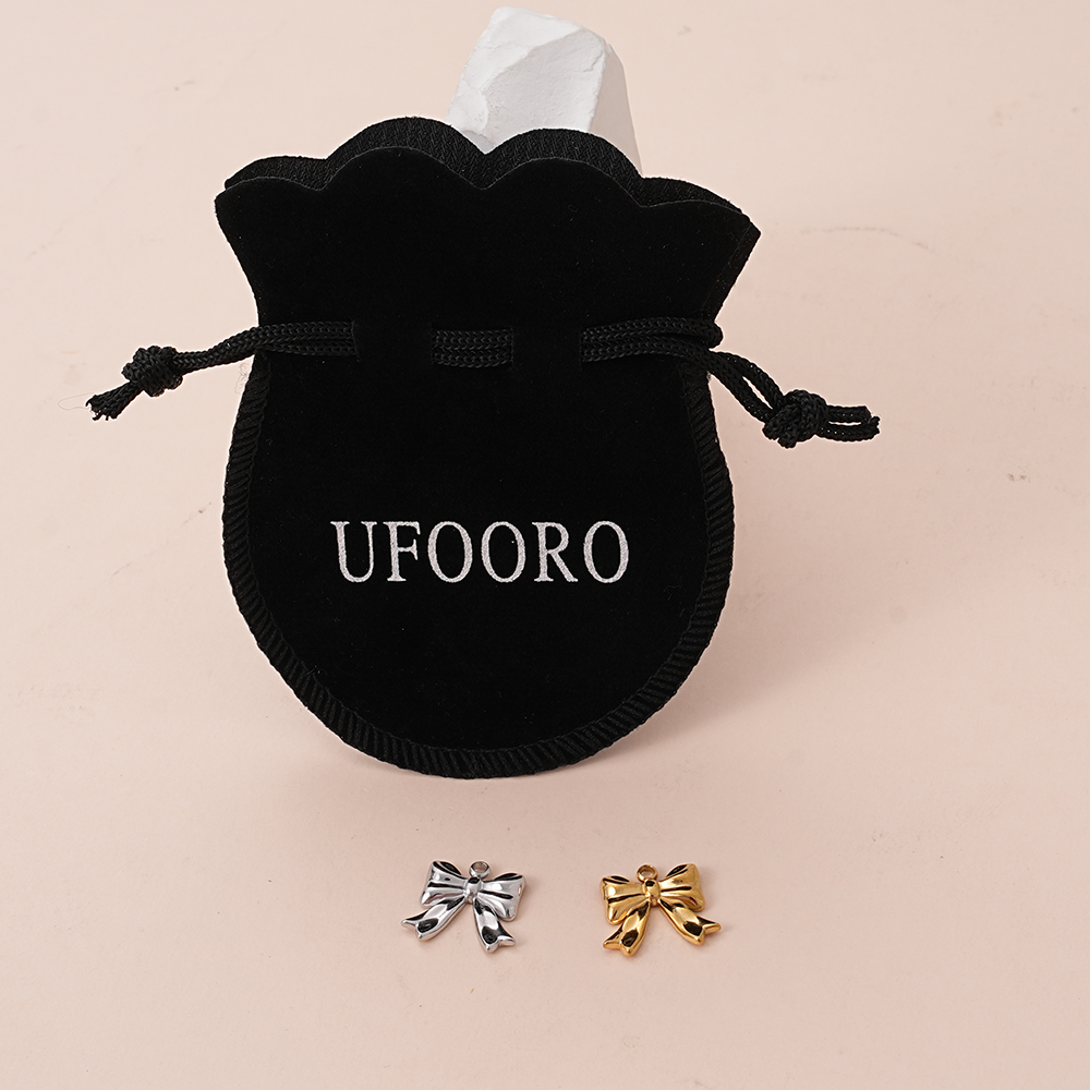 UFOORO Gold Silver Bow Connector Jewelry Findings Link Charms for Chain Bracelet DIY Pendant Making Supplies
