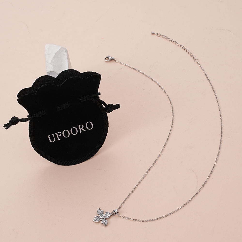 UFOORO Crystal Necklace for Women Sparkly Cubic Zirconia Pendant Chain Daily Jewelry Gift