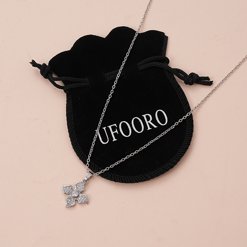 UFOORO Crystal Necklace for Women Sparkly Cubic Zirconia Pendant Chain Daily Jewelry Gift