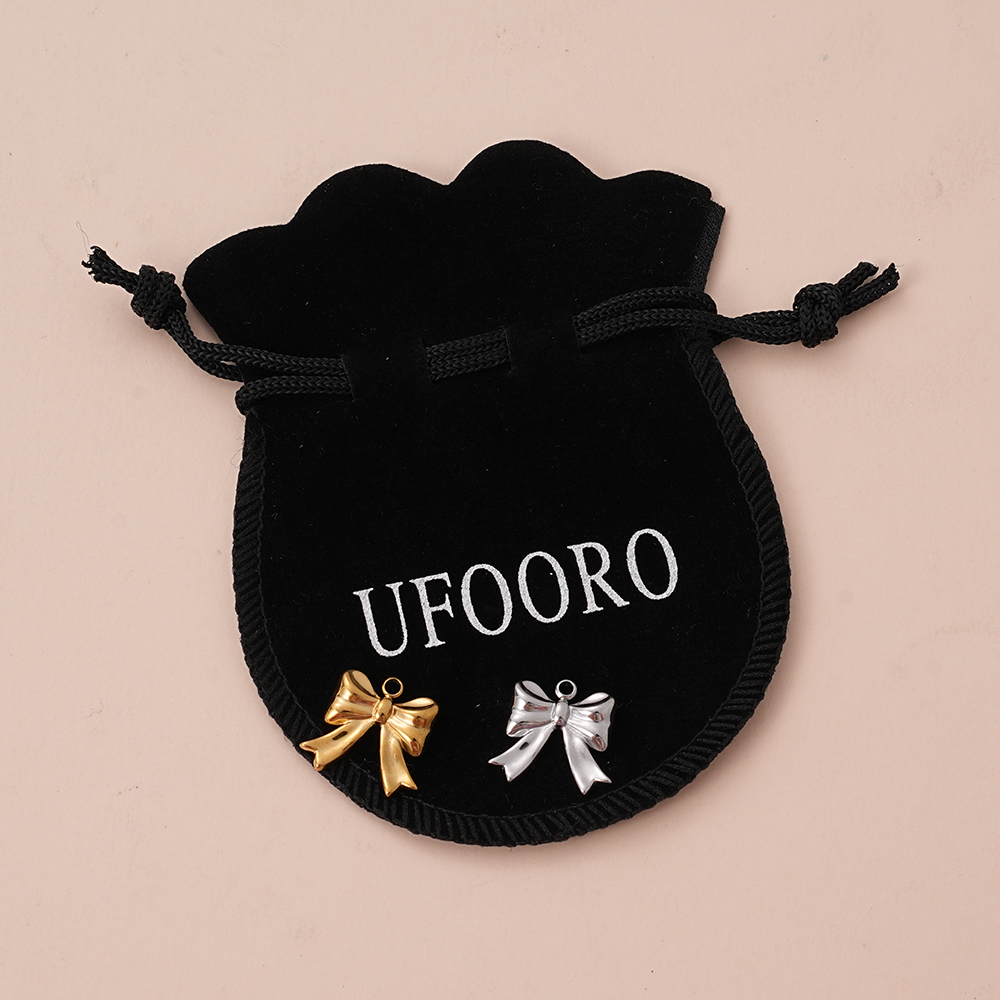 UFOORO Gold Silver Bow Connector Jewelry Findings Link Charms for Chain Bracelet DIY Pendant Making Supplies