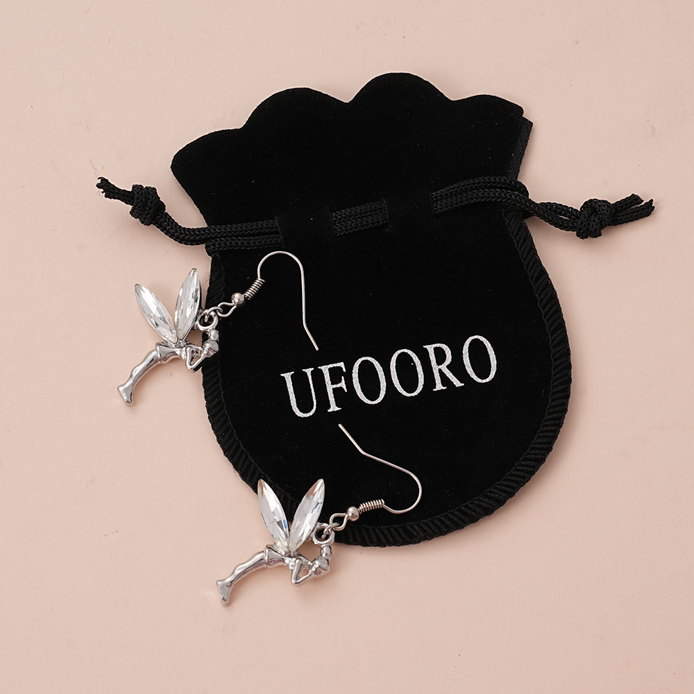 UFOORO Fairy Earrings for Women Cute Pixie Wing Stud Earrings Delicate Fantasy Jewelry Gift