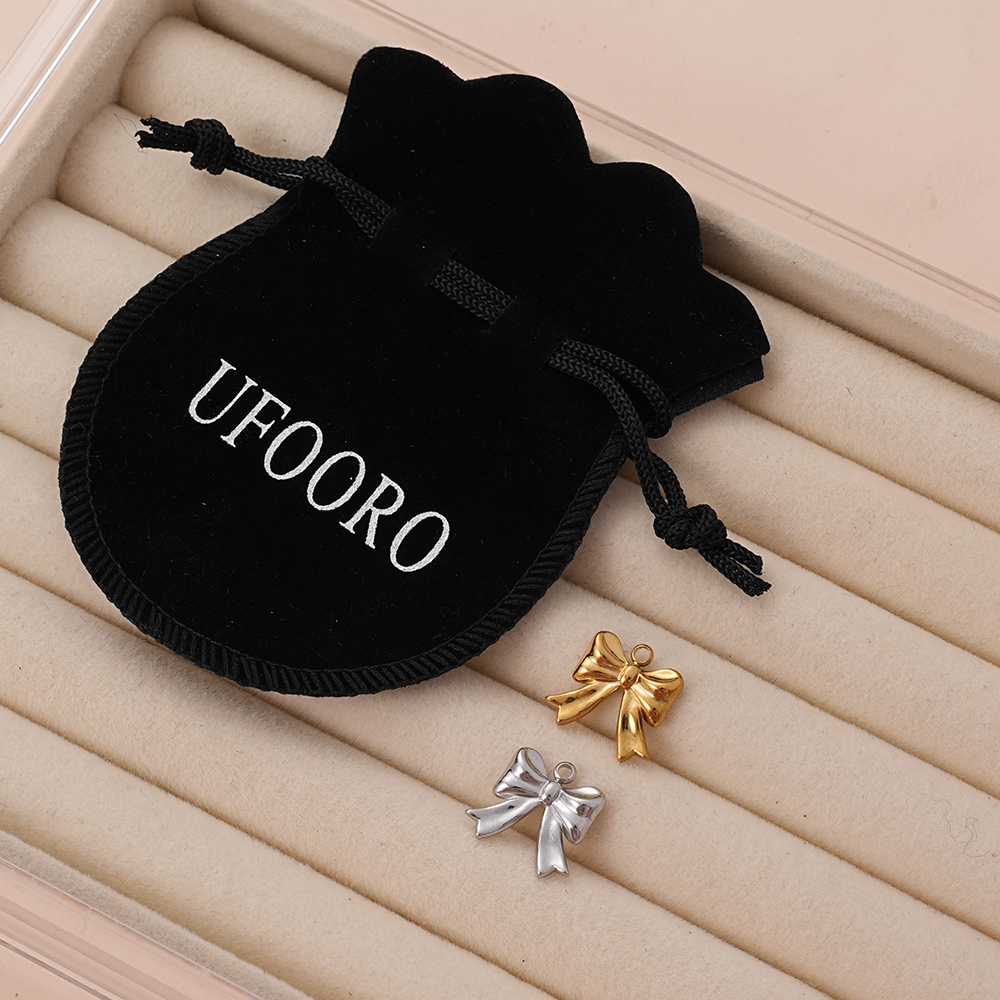 UFOORO Gold Silver Bow Connector Jewelry Findings Link Charms for Chain Bracelet DIY Pendant Making Supplies
