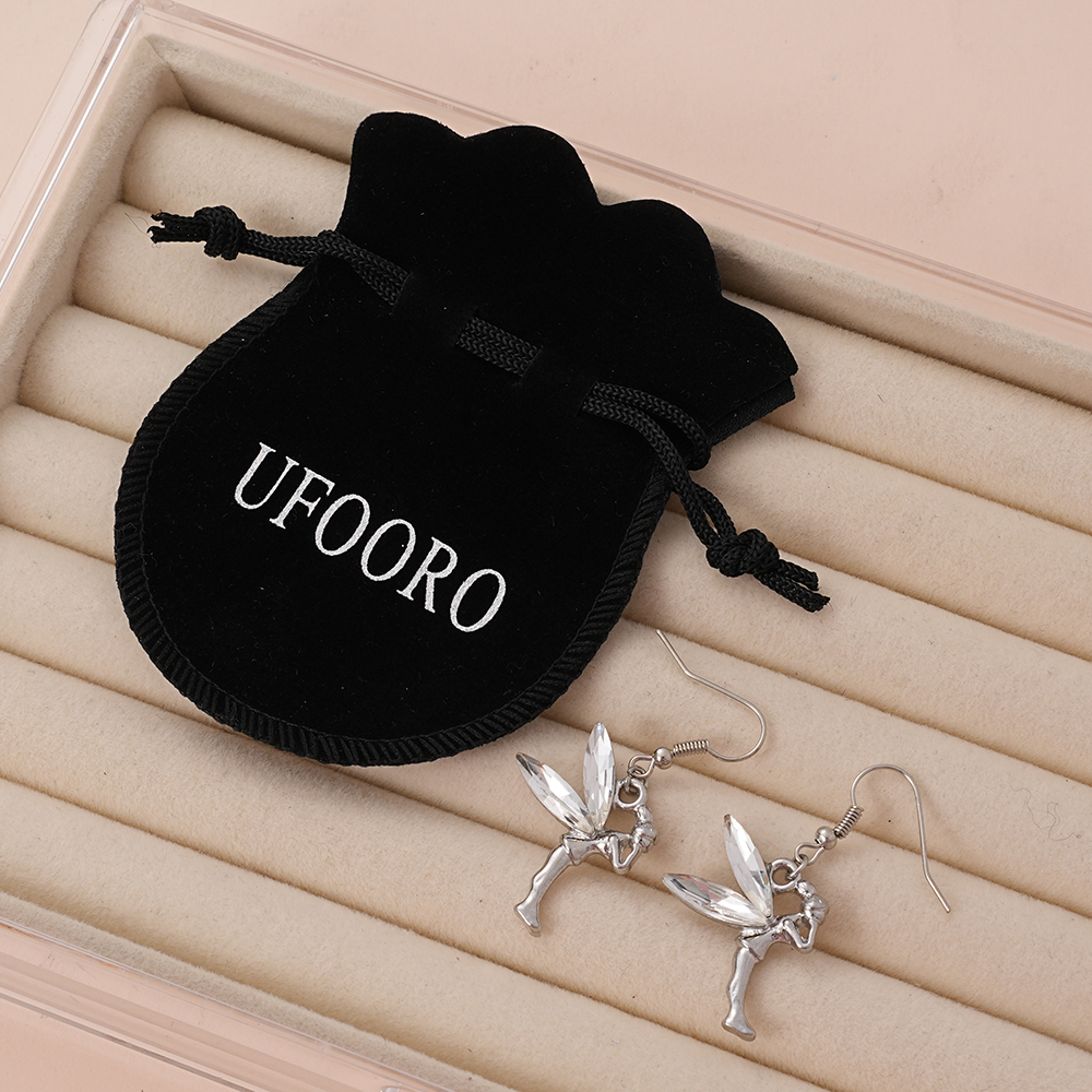 UFOORO Fairy Earrings for Women Cute Pixie Wing Stud Earrings Delicate Fantasy Jewelry Gift