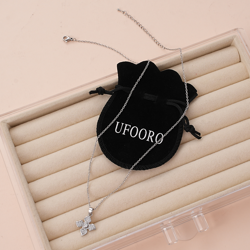 UFOORO Crystal Necklace for Women Sparkly Cubic Zirconia Pendant Chain Daily Jewelry Gift