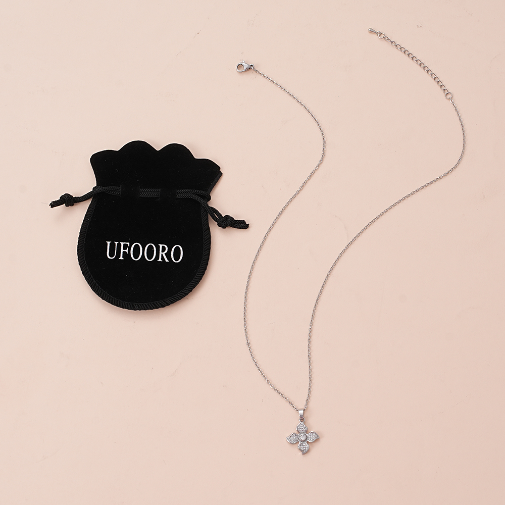 UFOORO Crystal Necklace for Women Sparkly Cubic Zirconia Pendant Chain Daily Jewelry Gift