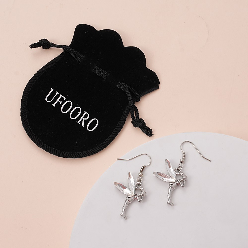 UFOORO Fairy Earrings for Women Cute Pixie Wing Stud Earrings Delicate Fantasy Jewelry Gift