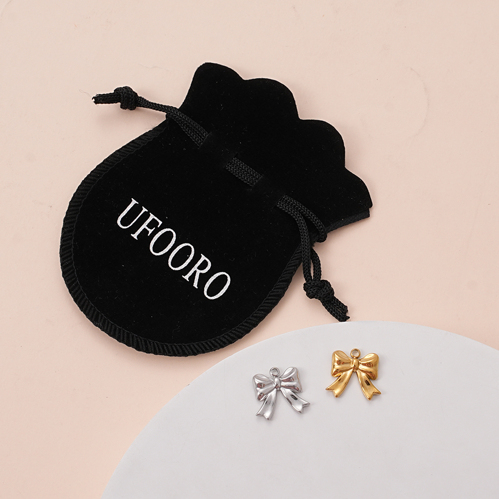 UFOORO Gold Silver Bow Connector Jewelry Findings Link Charms for Chain Bracelet DIY Pendant Making Supplies