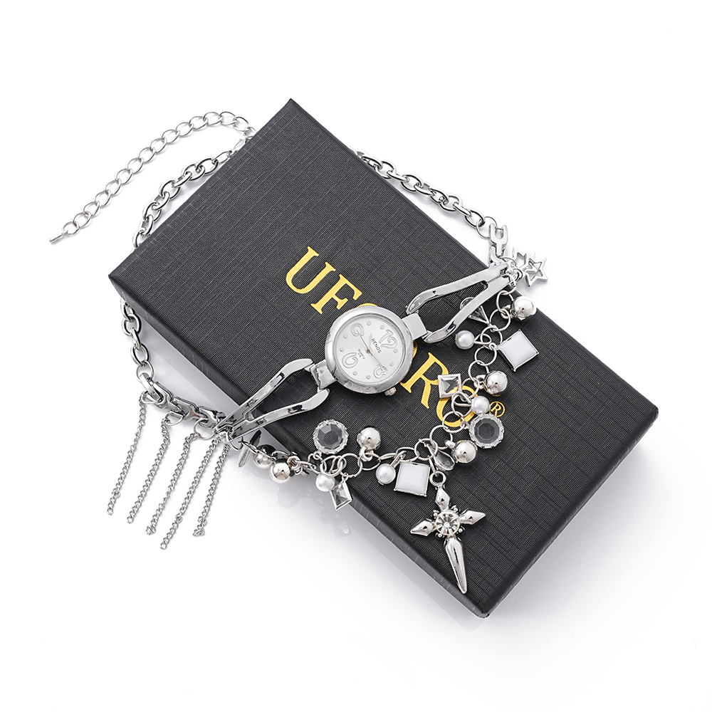 UFOORO Watch Movement Necklace Clock Gear Pendant Imitation Jewelry Steampunk Crystal Chain